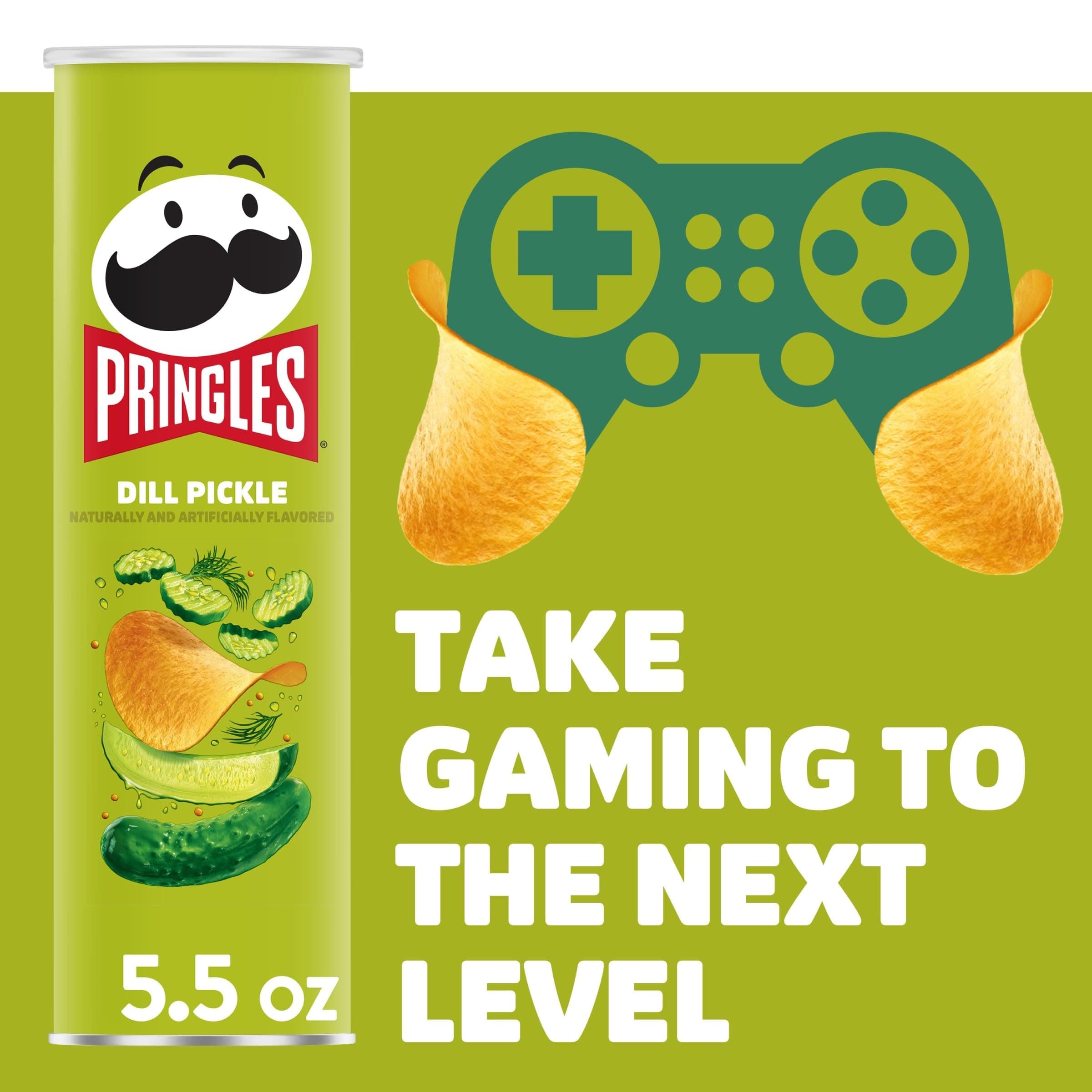 Pringles Potato Crisps Chips, Lunch Snacks, On-the-Go Snacks, Dill Pickle, 5.5oz Can (1 Can) thumbnail 8