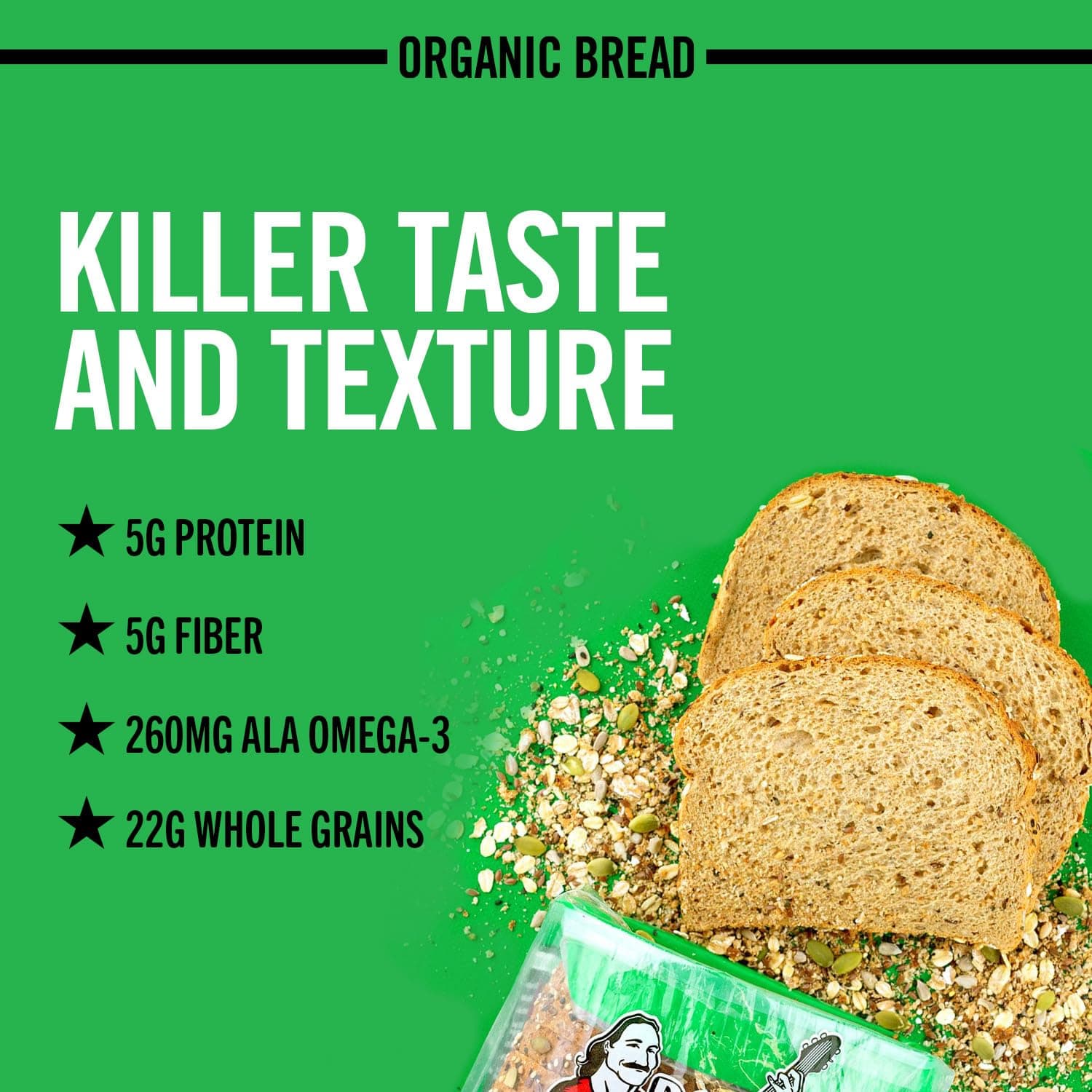Organic Bread 21 Whole Grains & Seeds, 27 oz. (Pack of 2 Loaves) thumbnail 10