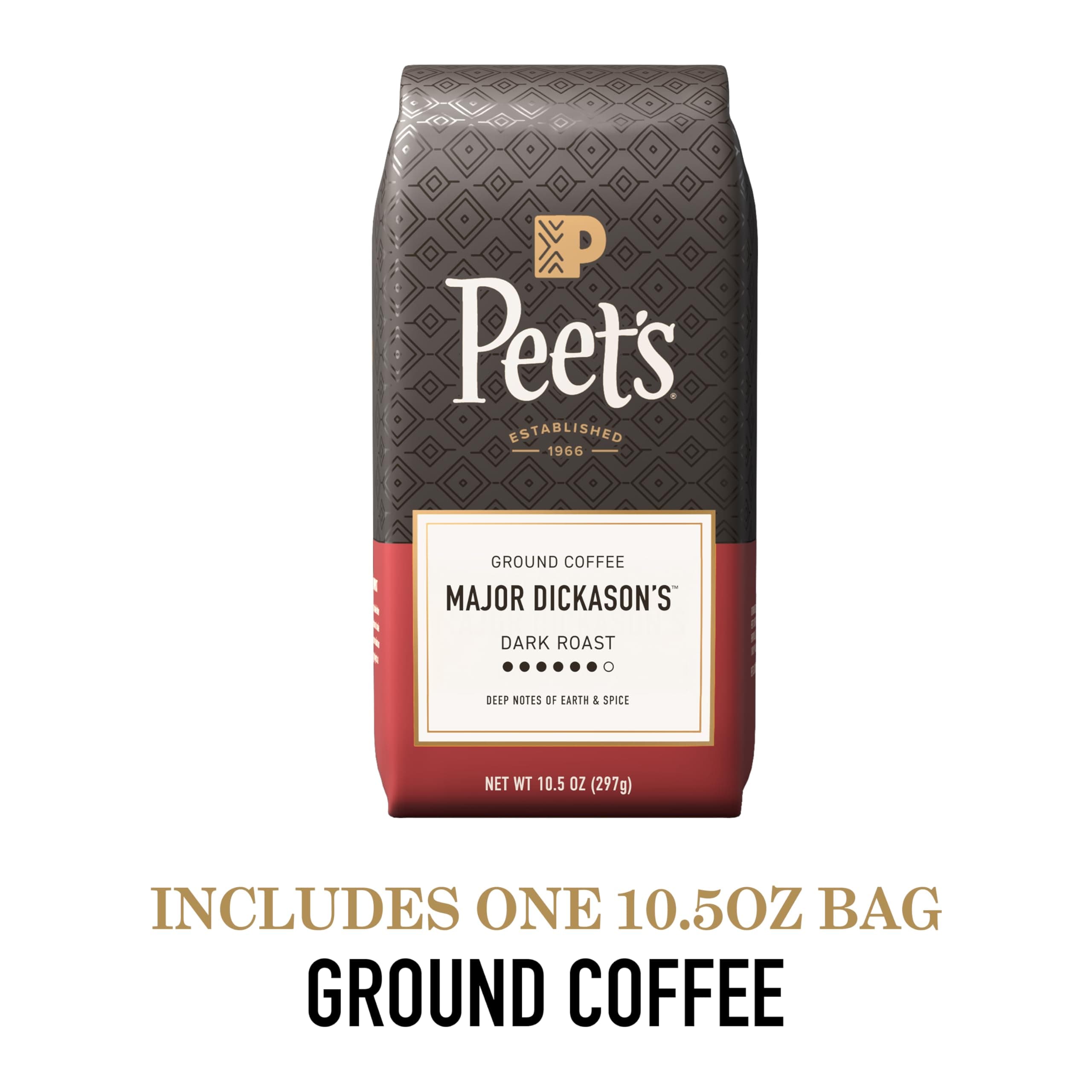 Peet's Coffee, Dark Roast Ground Coffee, 100% Arabica Coffee - Major Dickason's Blend 10.5 Ounce Bag thumbnail 3