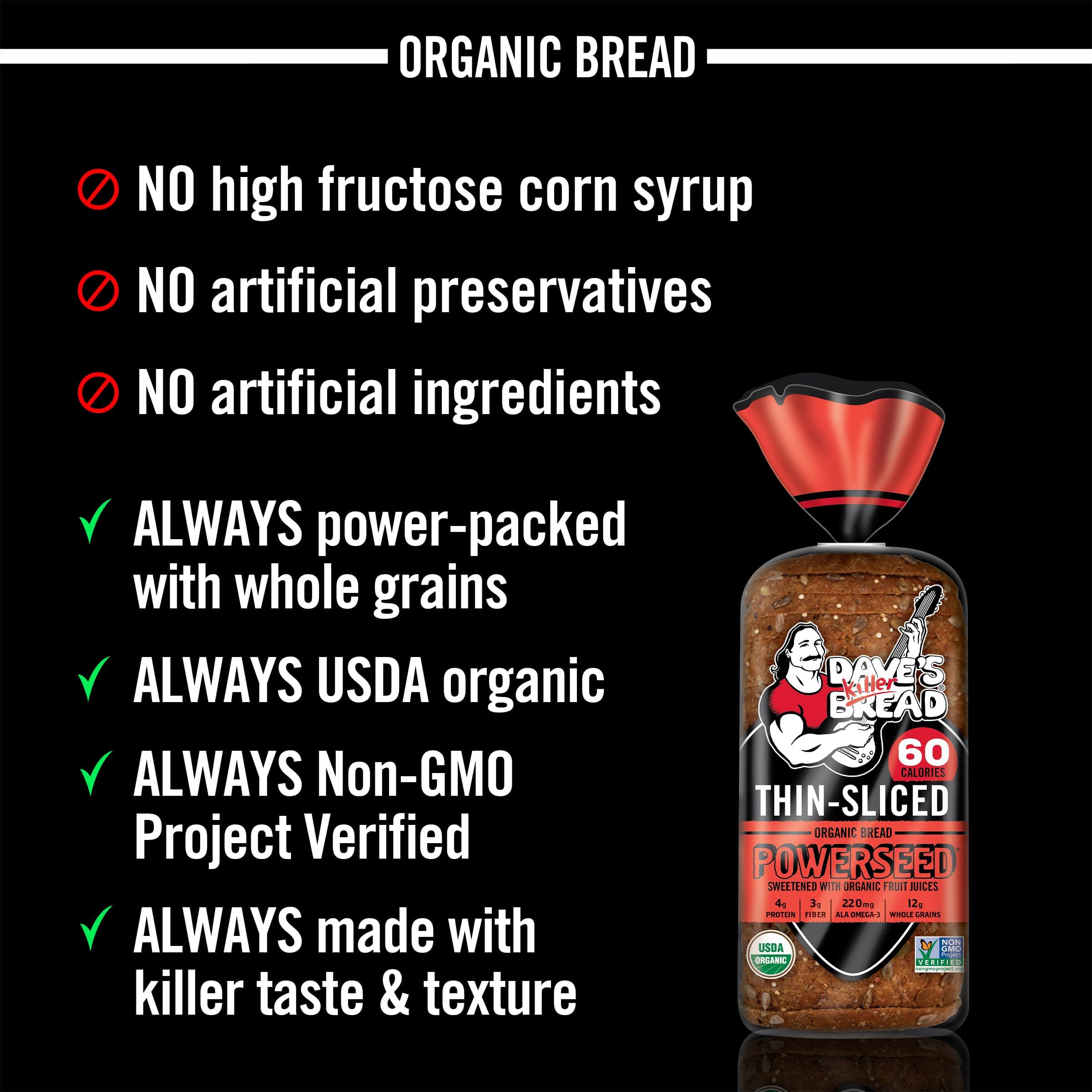 Dave's Killer Bread Powerseed Thin-Sliced, Seeded Organic Bread, 20.5 oz Loaf thumbnail 6