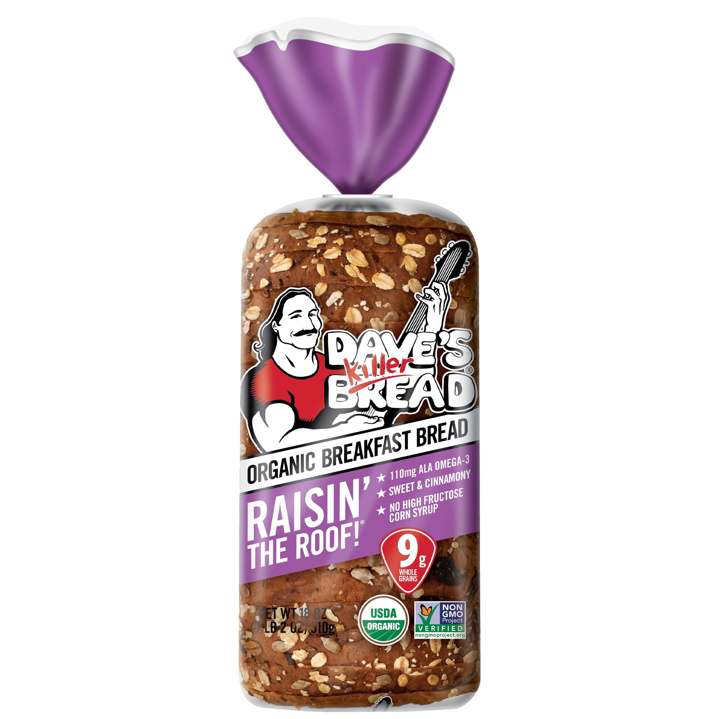 Dave's Killer Bread Raisin' the Roof!, Cinnamon Raisin Organic Breakfast Bread, 18 oz Loaf thumbnail 2