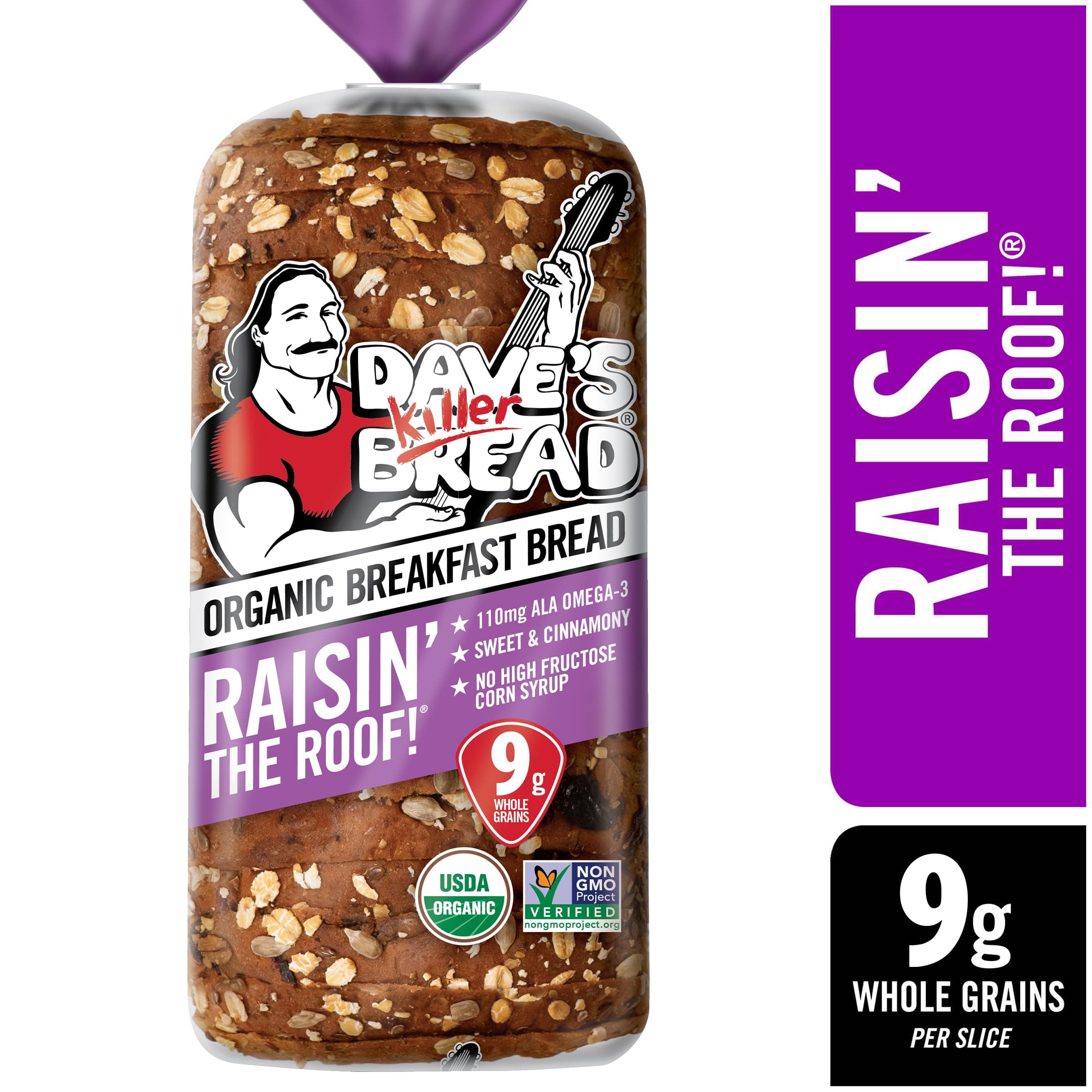 Dave's Killer Bread Raisin' the Roof!, Cinnamon Raisin Organic Breakfast Bread, 18 oz Loaf thumbnail 3