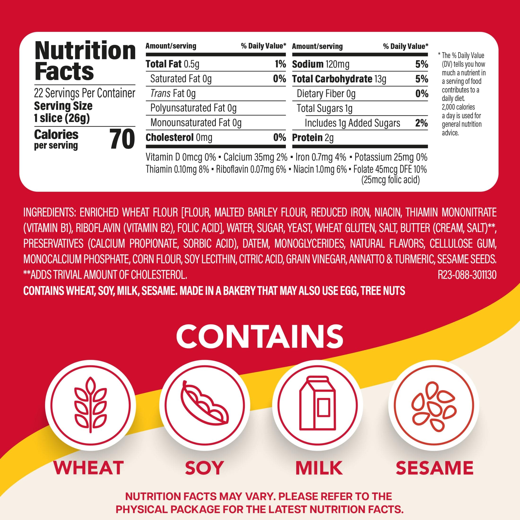 Sara Lee Butter Bread Sandwich Bread, 20 Oz Loaf of Butter Bread With No Artificial Colors or Flavors thumbnail 3