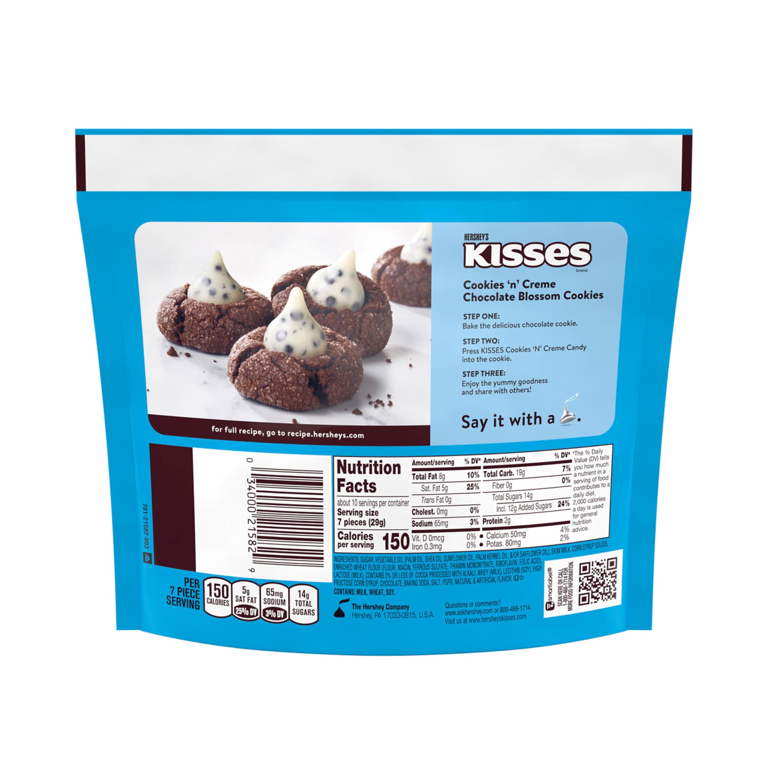 HERSHEY'S KISSES Cookies 'n' Creme Candy Share Pack, 10 oz thumbnail 2