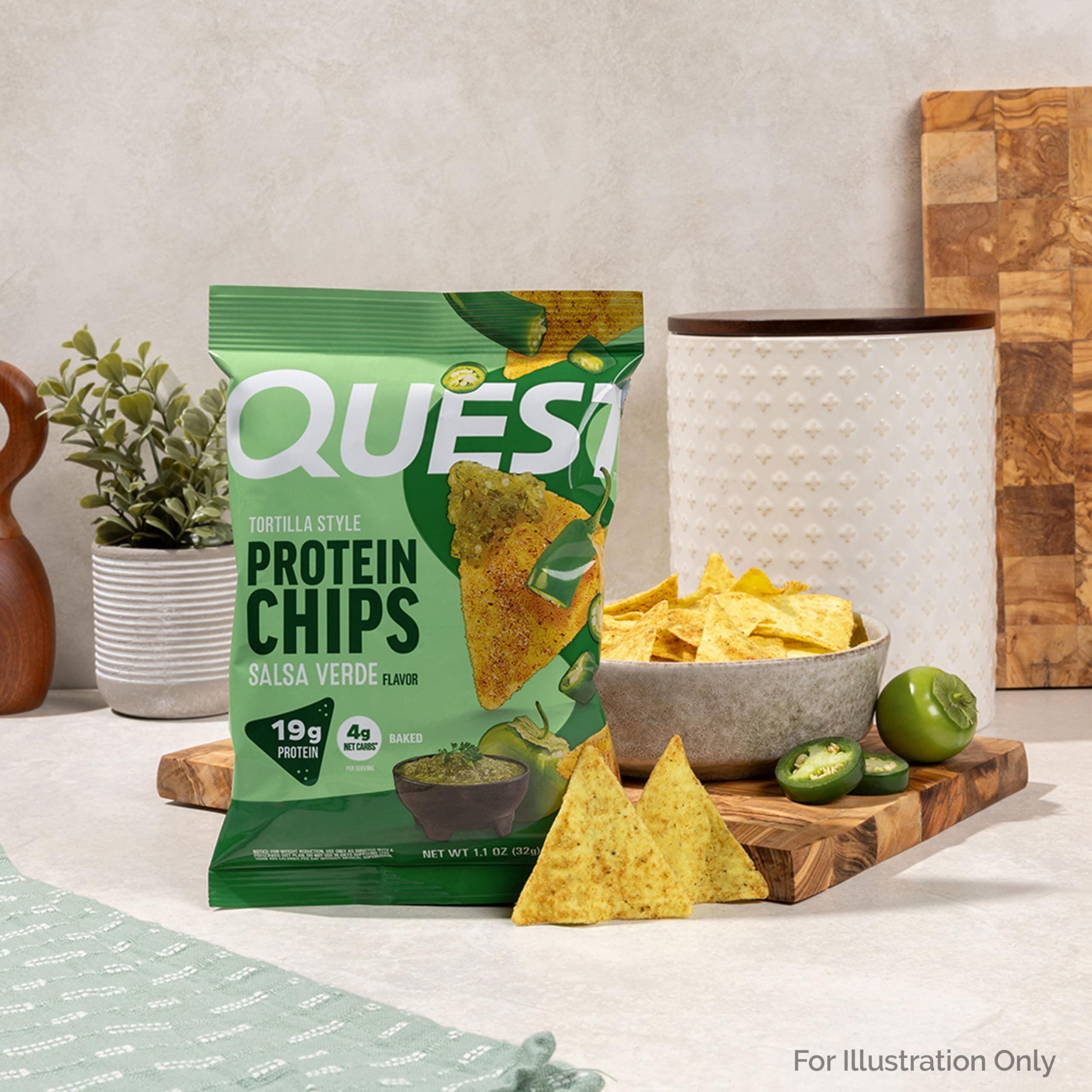 Quest Nutrition Tortilla Style Protein Chips, Salsa Verde, 19g of Protein, 4g Net Carbs, Gluten Free, 1.1 Ounce (Pack of 12) thumbnail 5