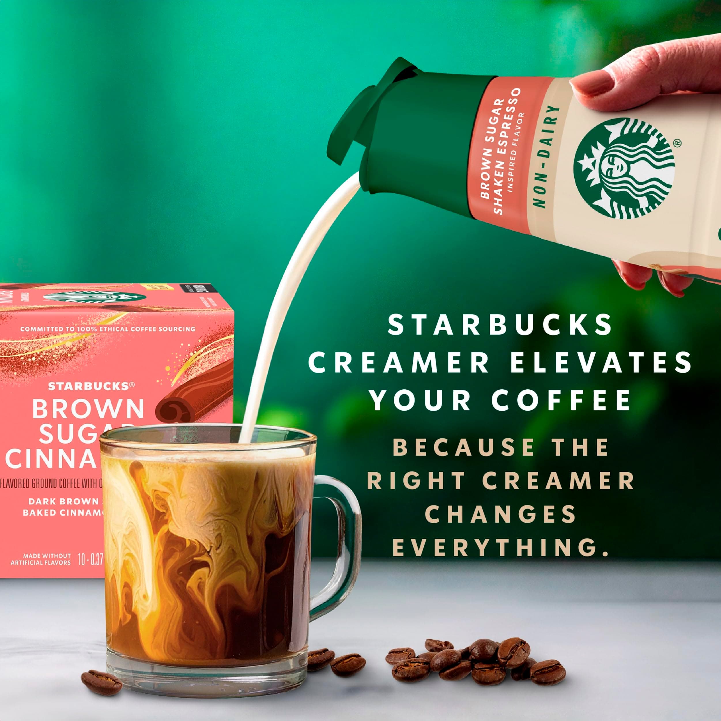 Starbucks Non-Dairy Brown Sugar Cinnamon Flavored Creamer, Oatmilk Coffee Creamer, Inspired By Brown Sugar Shaken Espresso 28 fl oz thumbnail 6