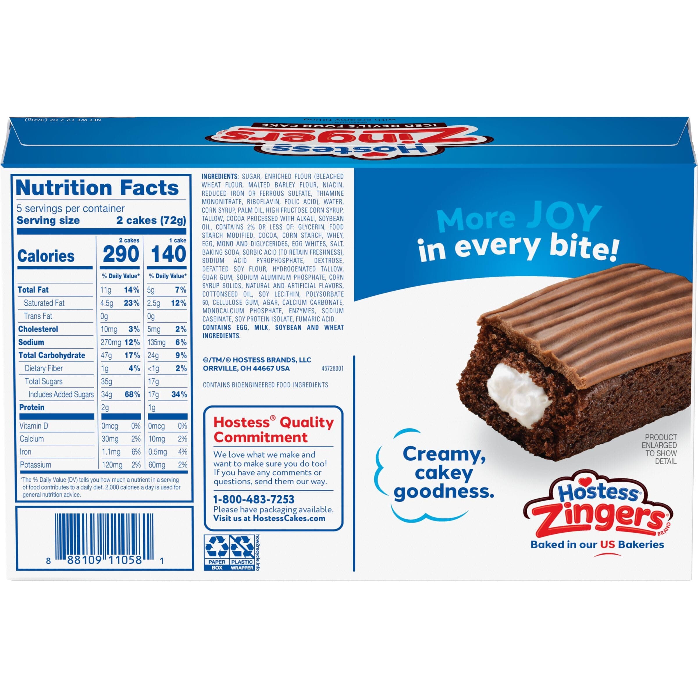 Hostess Zingers Snack Cakes, Artificially Flavored Iced Devil’s Food Cake, 12.7 Oz. Box (10 Ct.) thumbnail 8