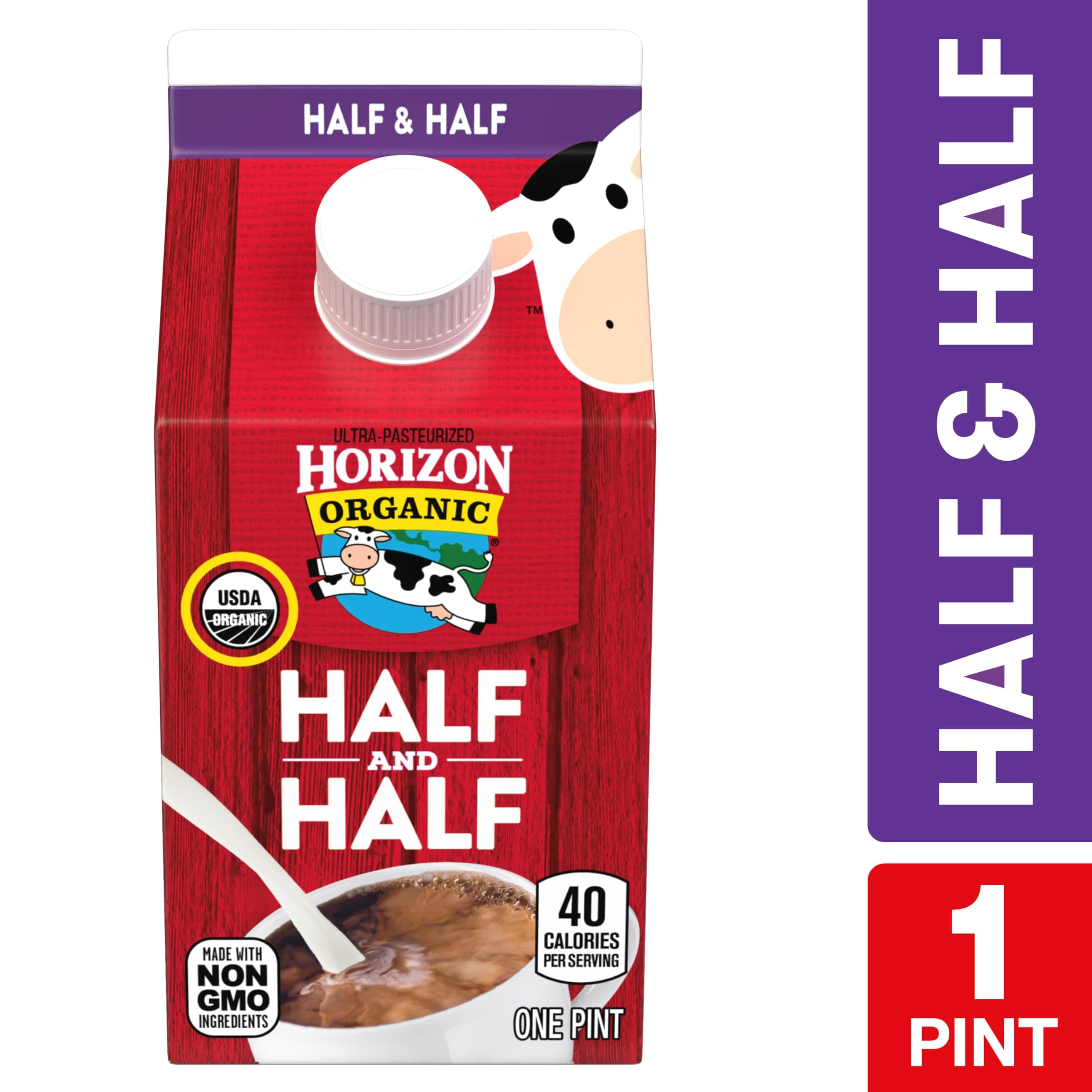 Horizon Organic Half and Half, Ultra Pasteurized Milk and Cream, Great as a Coffee Creamer and for Cooking and Baking, 16 fl oz Pint Carton​ thumbnail 4