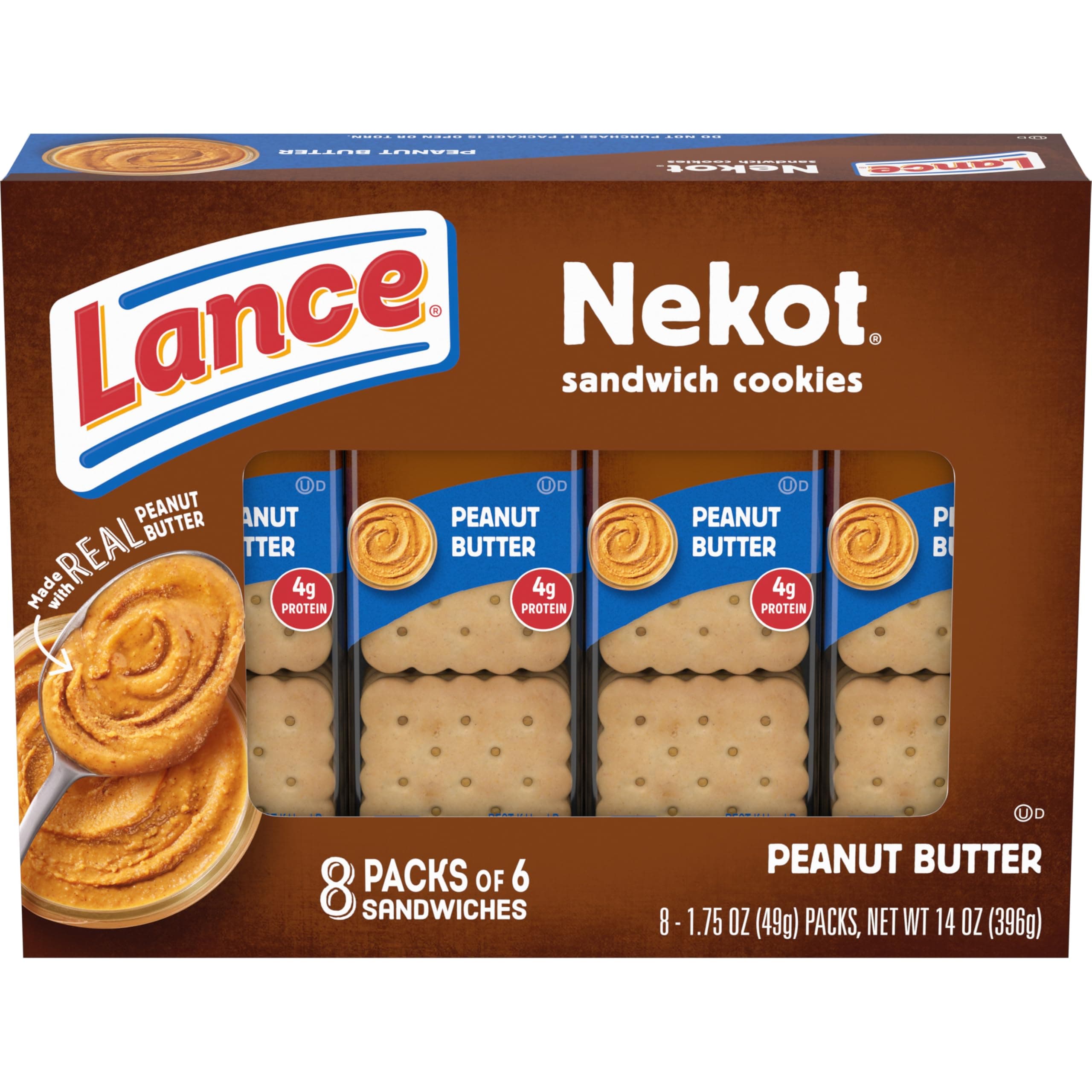 Lance Sandwich Cookies, Nekot Peanut Butter, 8 Individually Wrapped Packs, 6 Sandwiches Each thumbnail 2