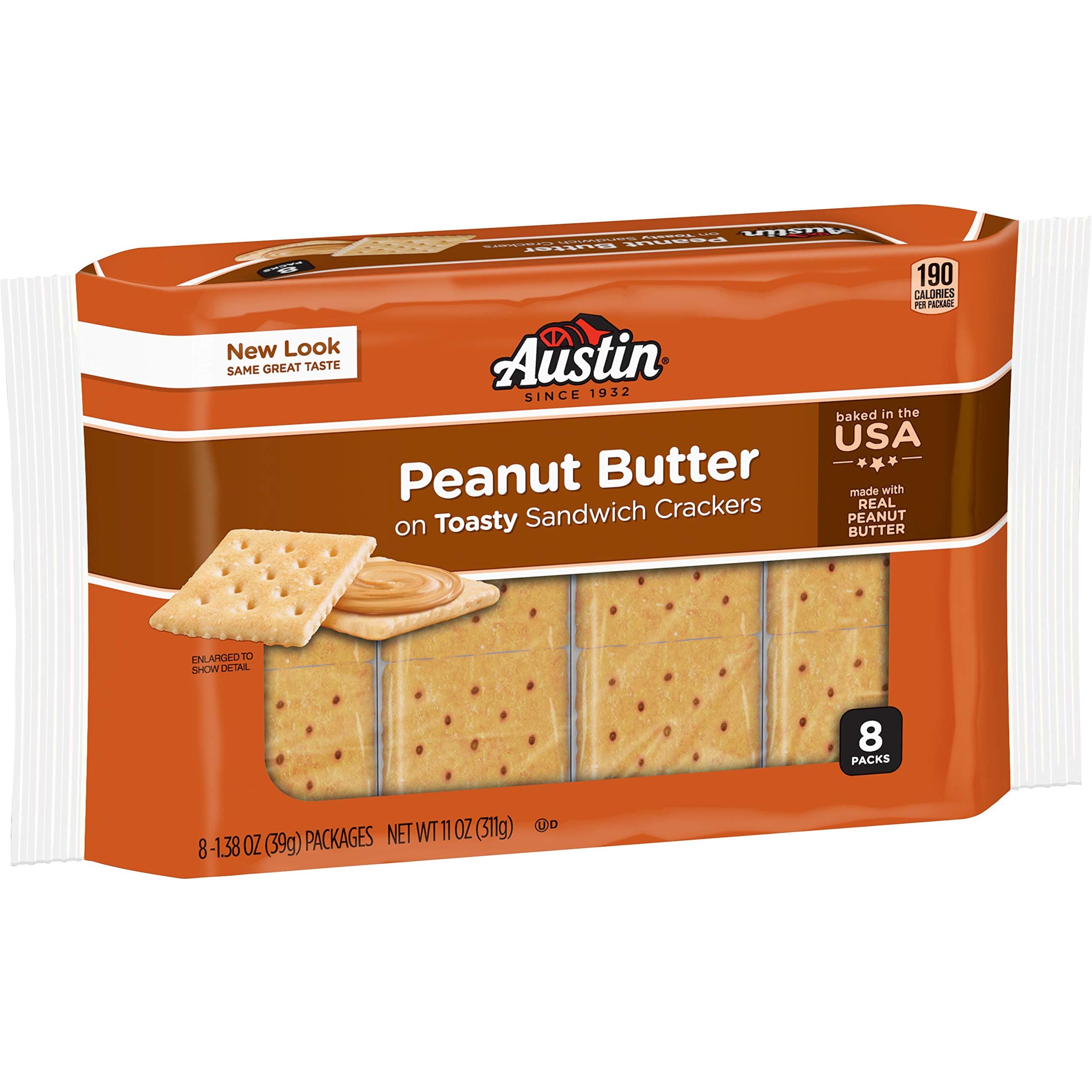 Austin, Toasty Round Crackers With Peanut Butter, 8 Count, 11.4oz Tray (Pack of 4) thumbnail 2