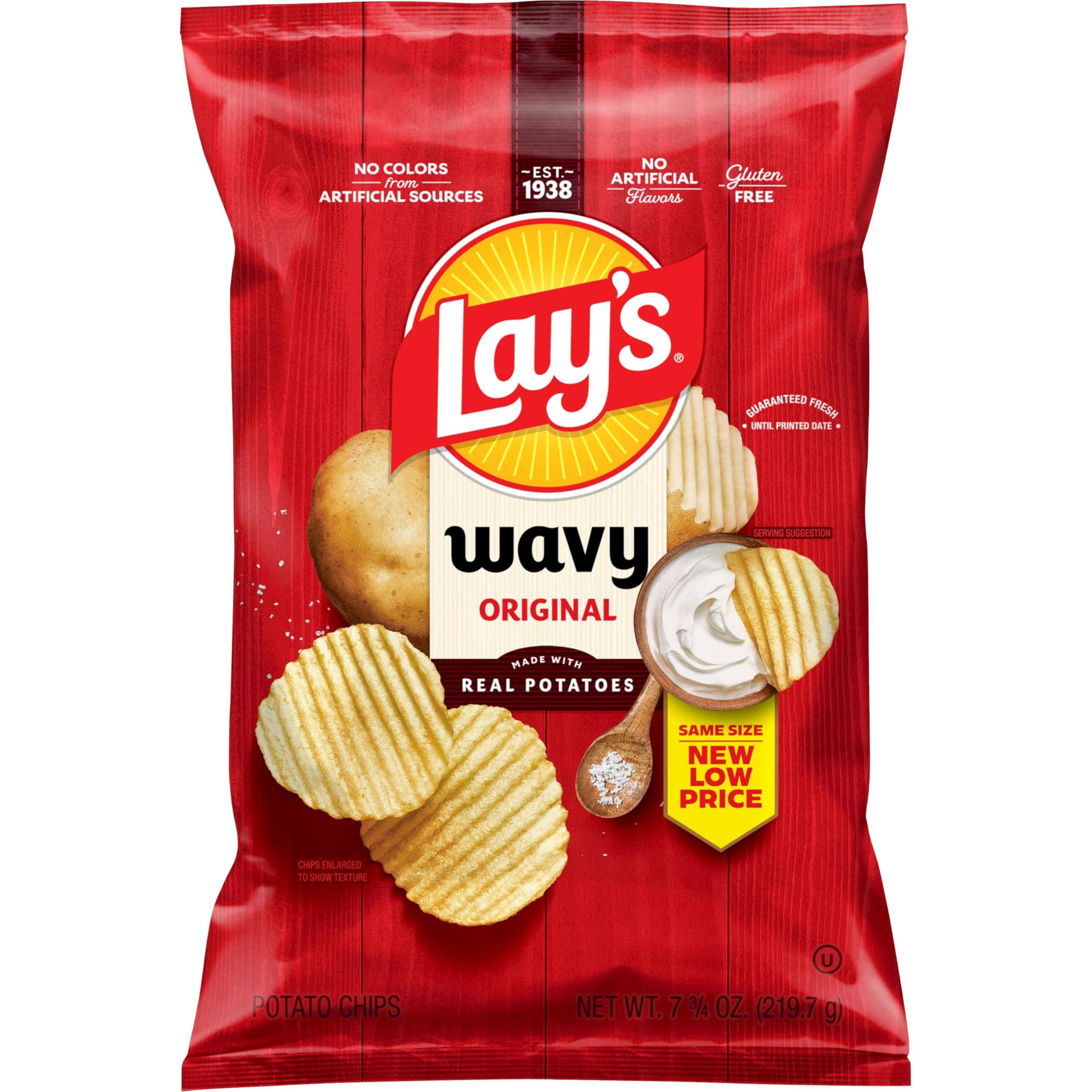 Lay's Wavy Potato Chips Original Flavor, 7.75 Oz thumbnail 2