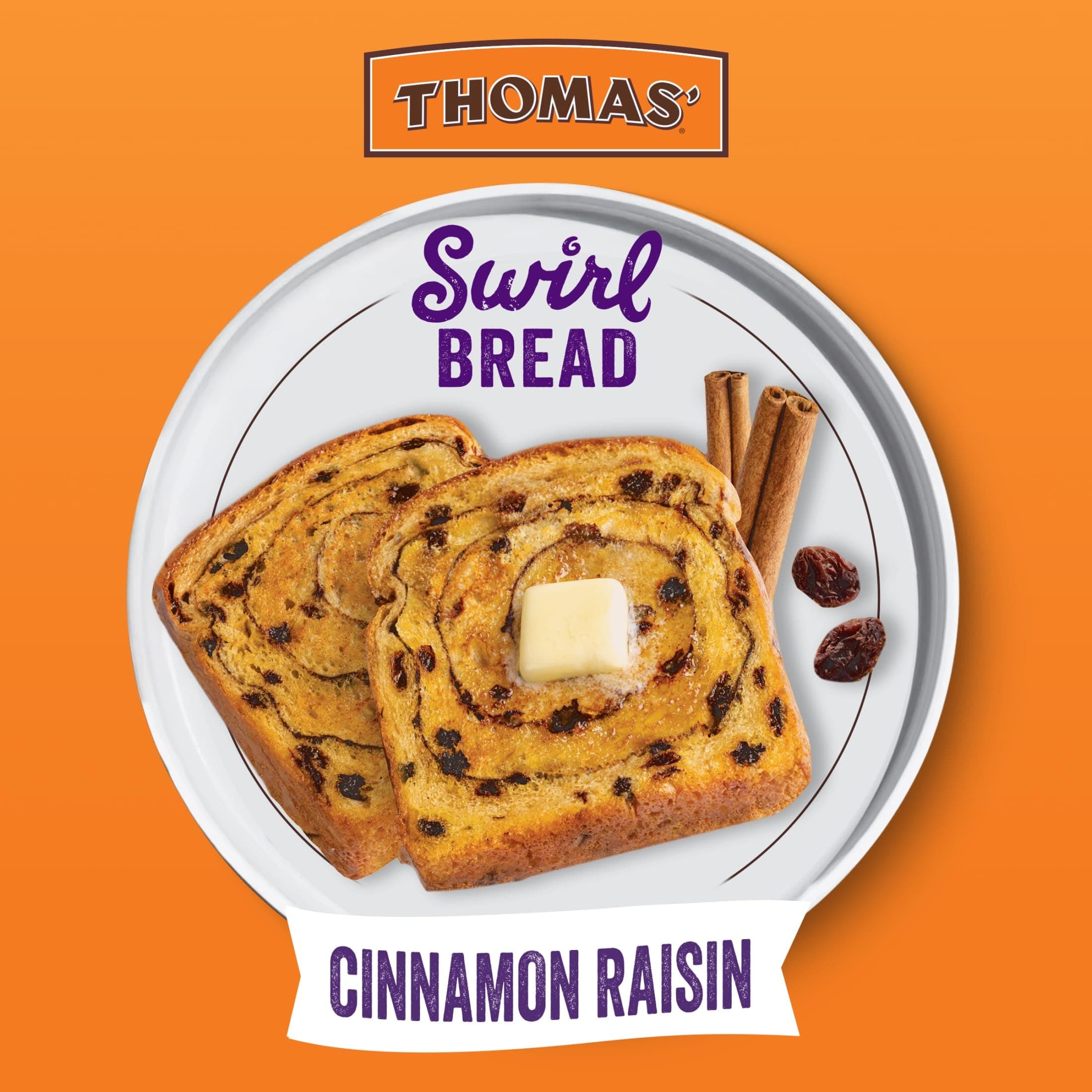 Thomas’ Cinnamon Raisin Swirl Bread, 16 Oz Cinnamon Raisin Bread Loaf thumbnail 5