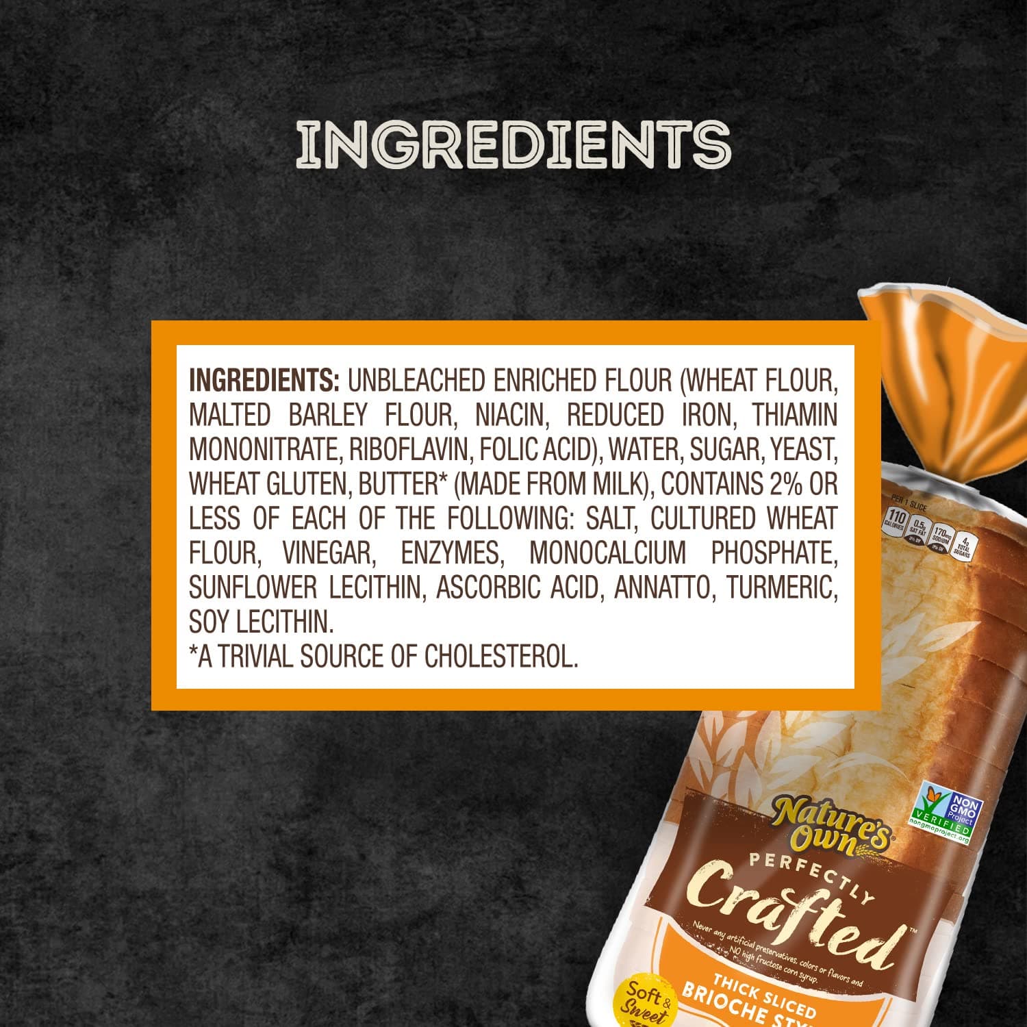 Nature's Own Perfectly Crafted Brioche Style Bread, Thick Sliced Non-GMO Brioche Bread, 22 oz Loaf thumbnail 3