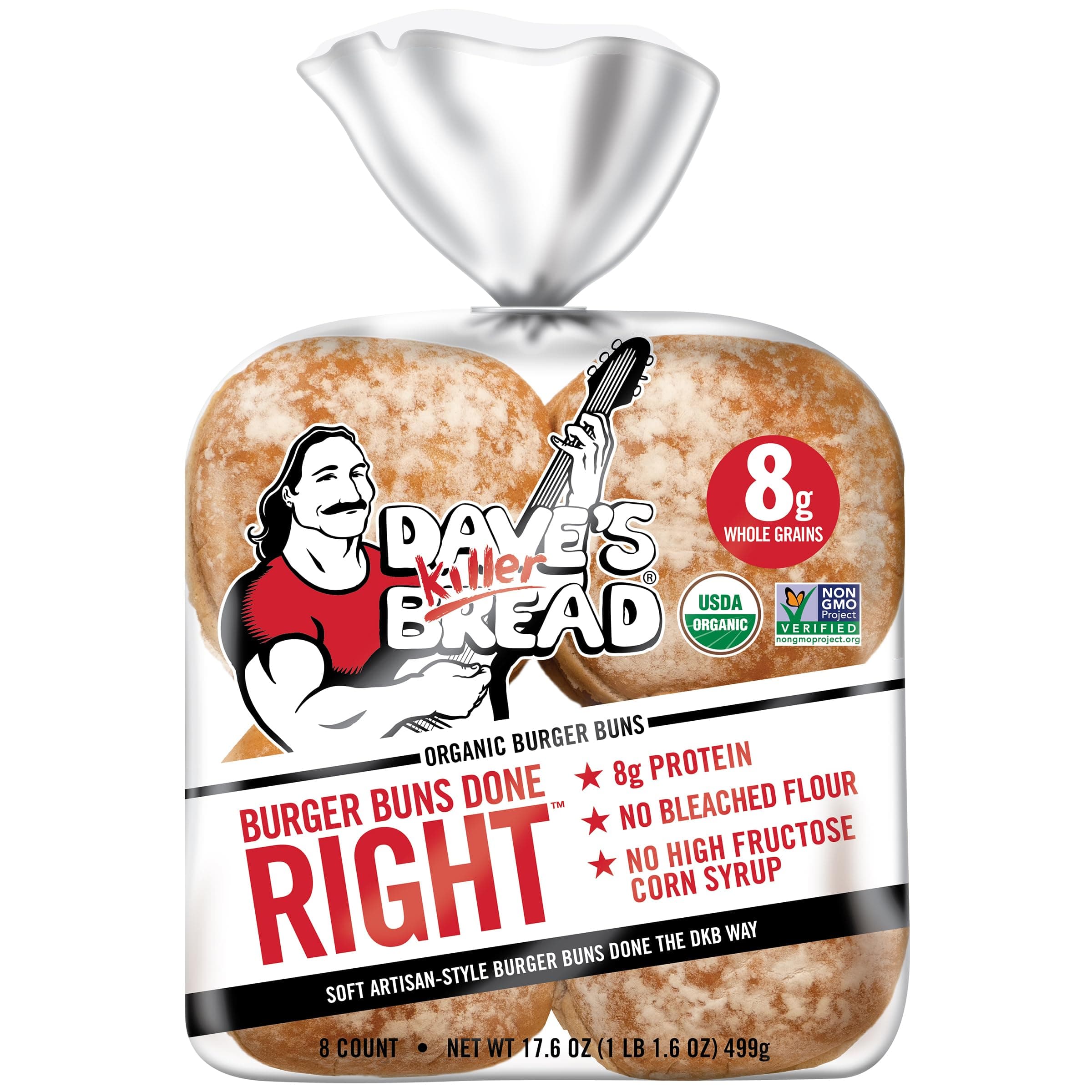 Dave's Killer Bread Burger Buns Done Right, Organic White Bread Hamburger Buns, 8 Count thumbnail 2