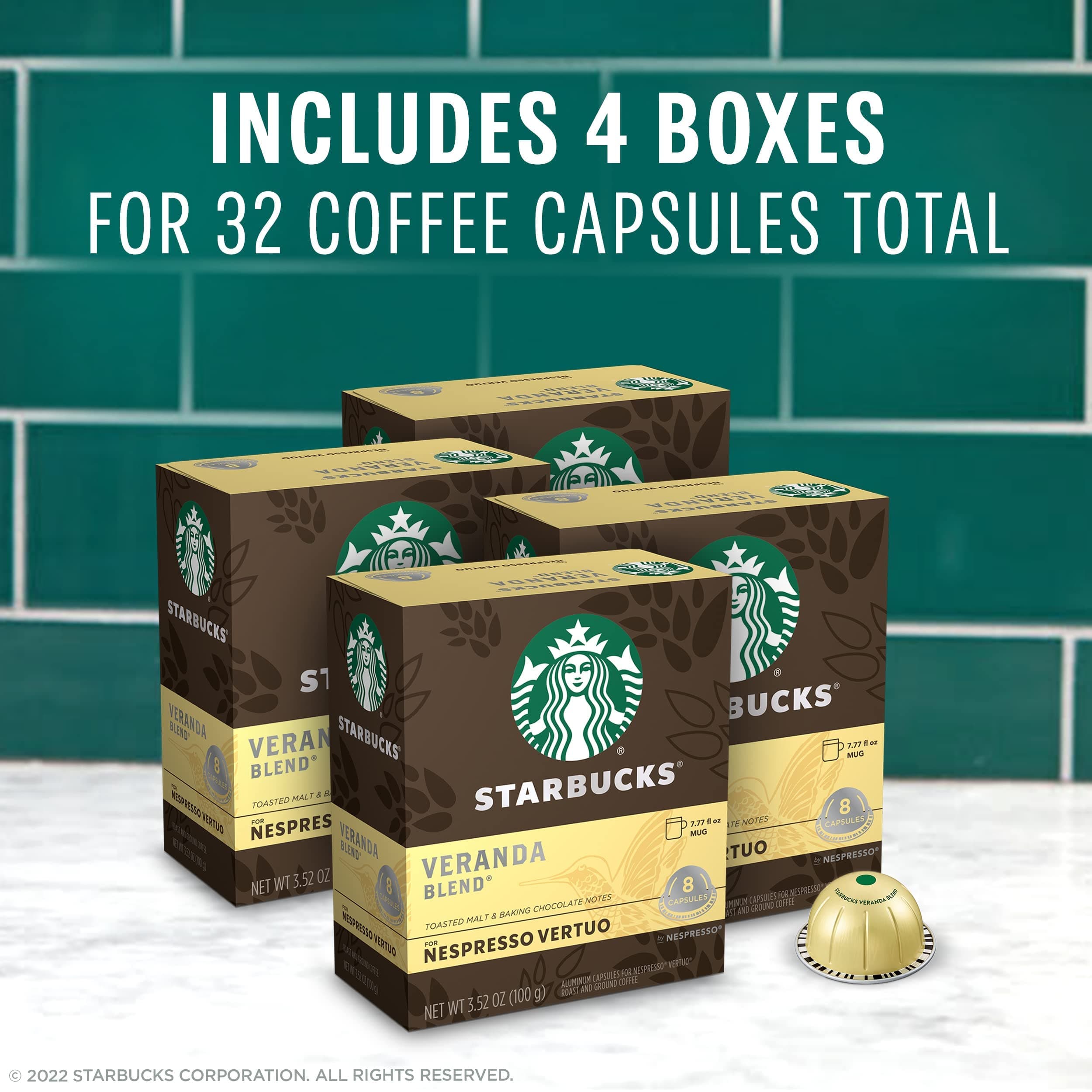 Starbucks by Nespresso Vertuo, Veranda Blend, Blonde Roast Coffee, 32-count Coffee Pods, Brews 7.8 oz. thumbnail 3