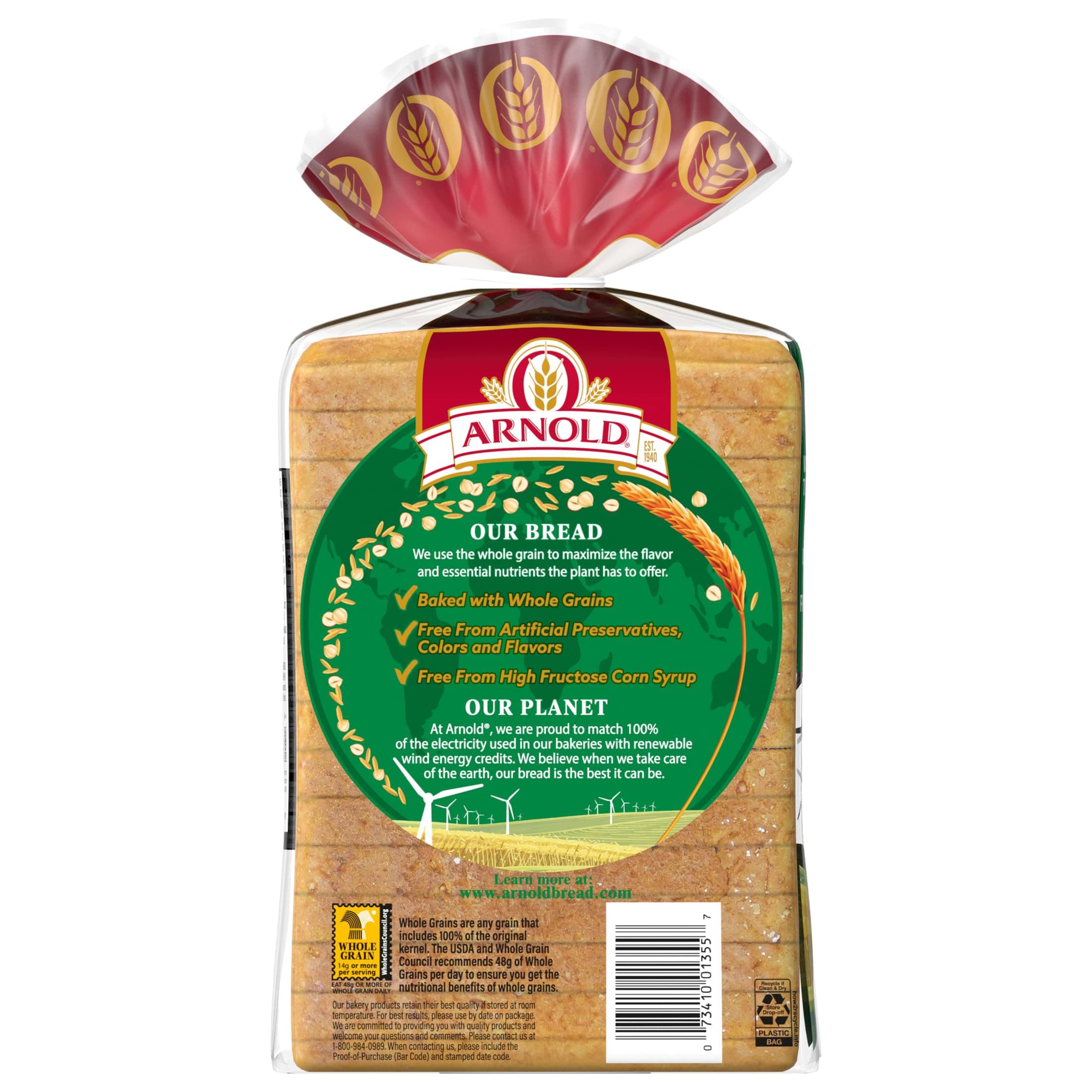 Arnold Whole Grains Oatnut Bread, Bread Free From Artificial Colors, Flavors and Preservatives, 24 oz Loaf thumbnail 7