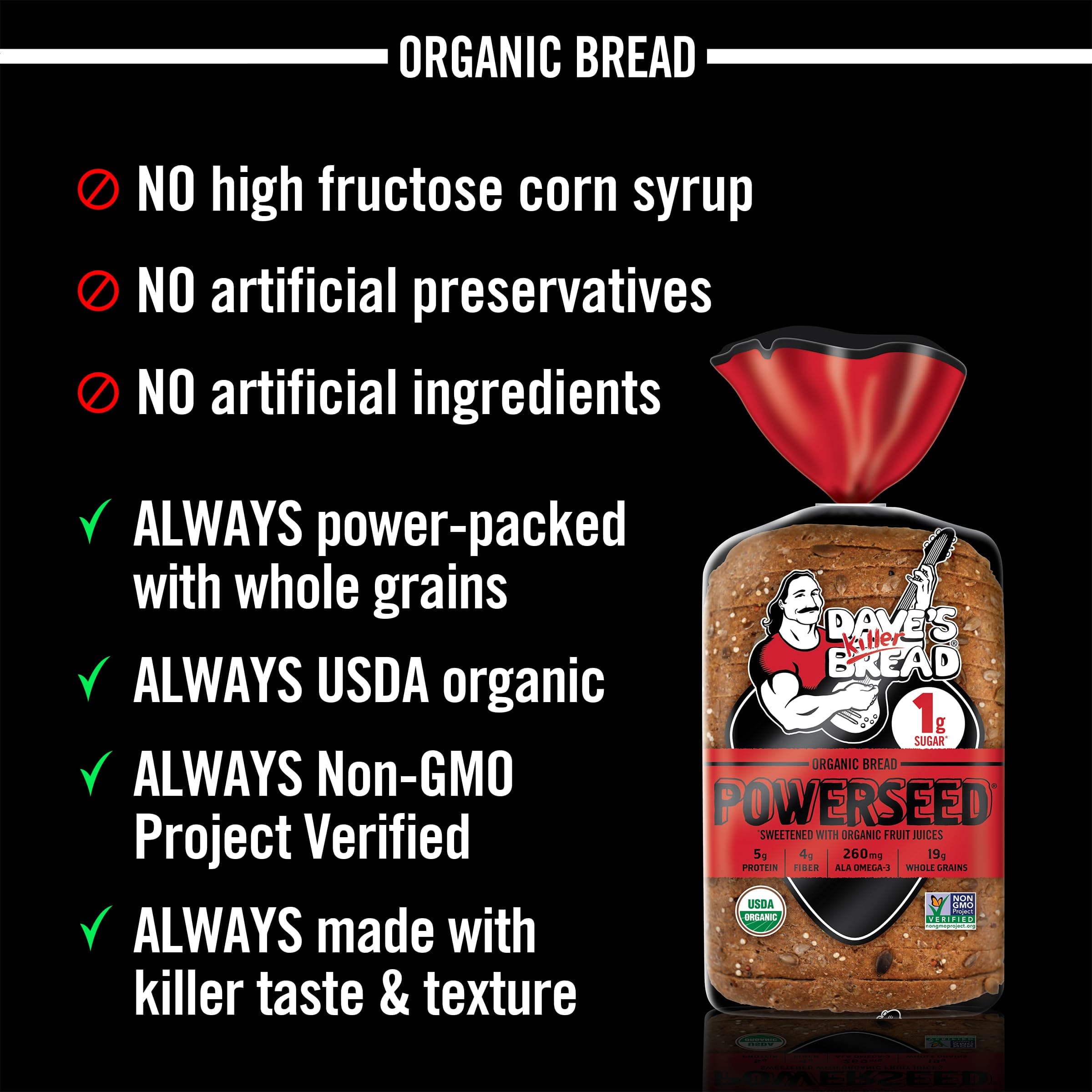 Dave's Killer Bread Powerseed, Seeded Organic Bread, 1g Sugar per Slice, 25 oz Loaf thumbnail 7