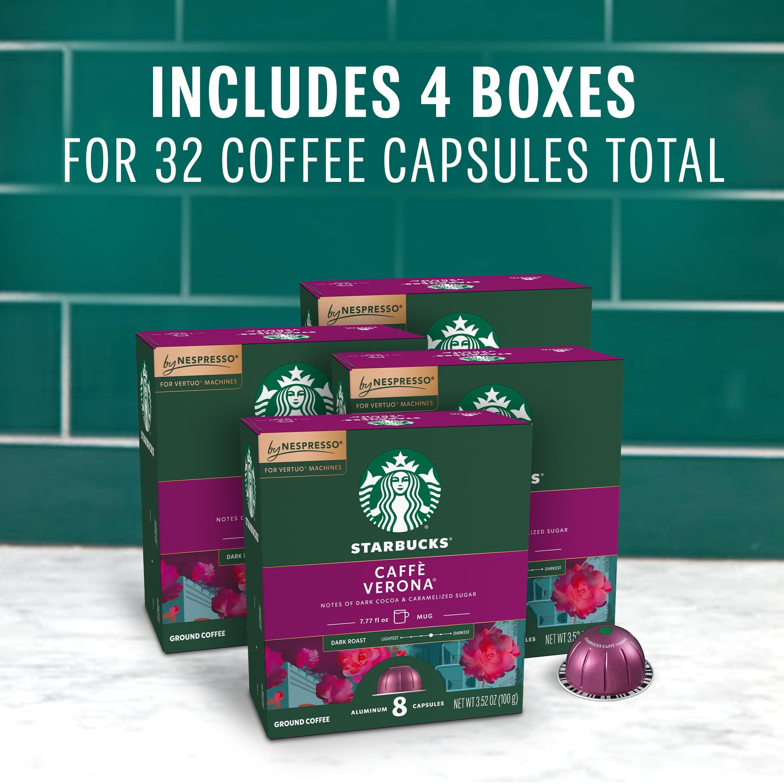 Starbucks by Nespresso Vertuo, Caffè Verona Dark Roast Coffee, 32-count Coffee Pods, Brews 7.8 oz. thumbnail 2