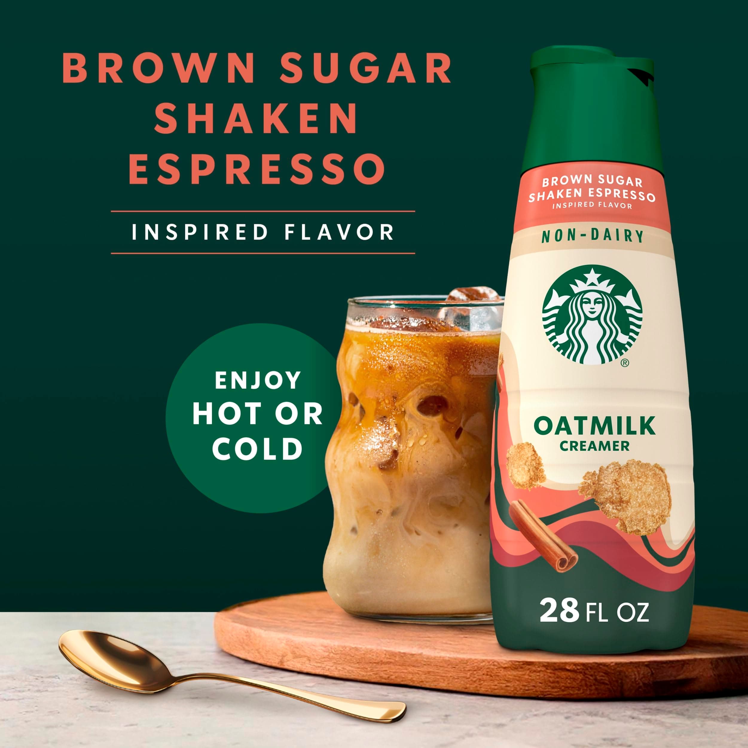 Starbucks Non-Dairy Brown Sugar Cinnamon Flavored Creamer, Oatmilk Coffee Creamer, Inspired By Brown Sugar Shaken Espresso 28 fl oz thumbnail 4