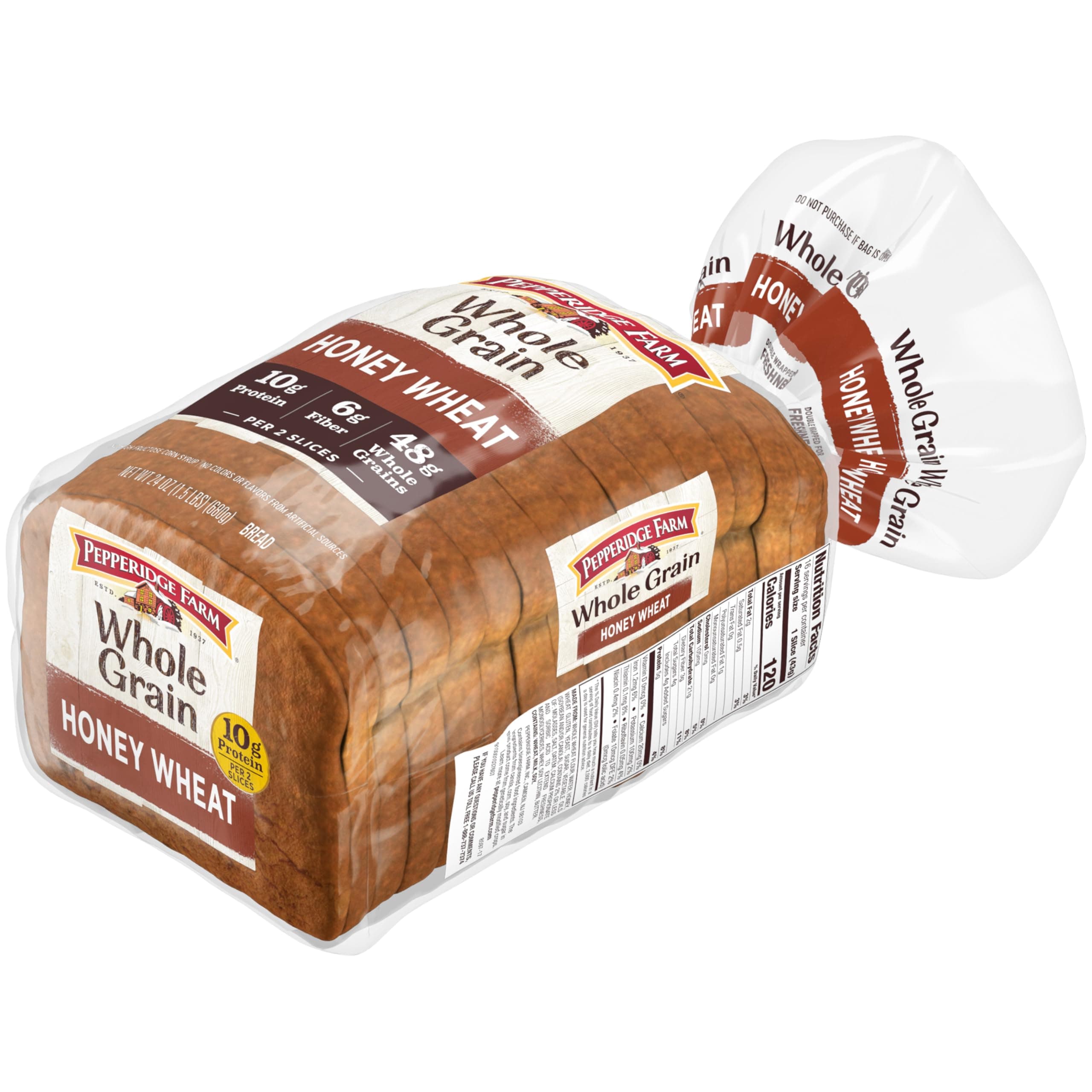 Pepperidge Farm Whole Grain Honey Wheat Bread, 24 Oz Loaf thumbnail 6