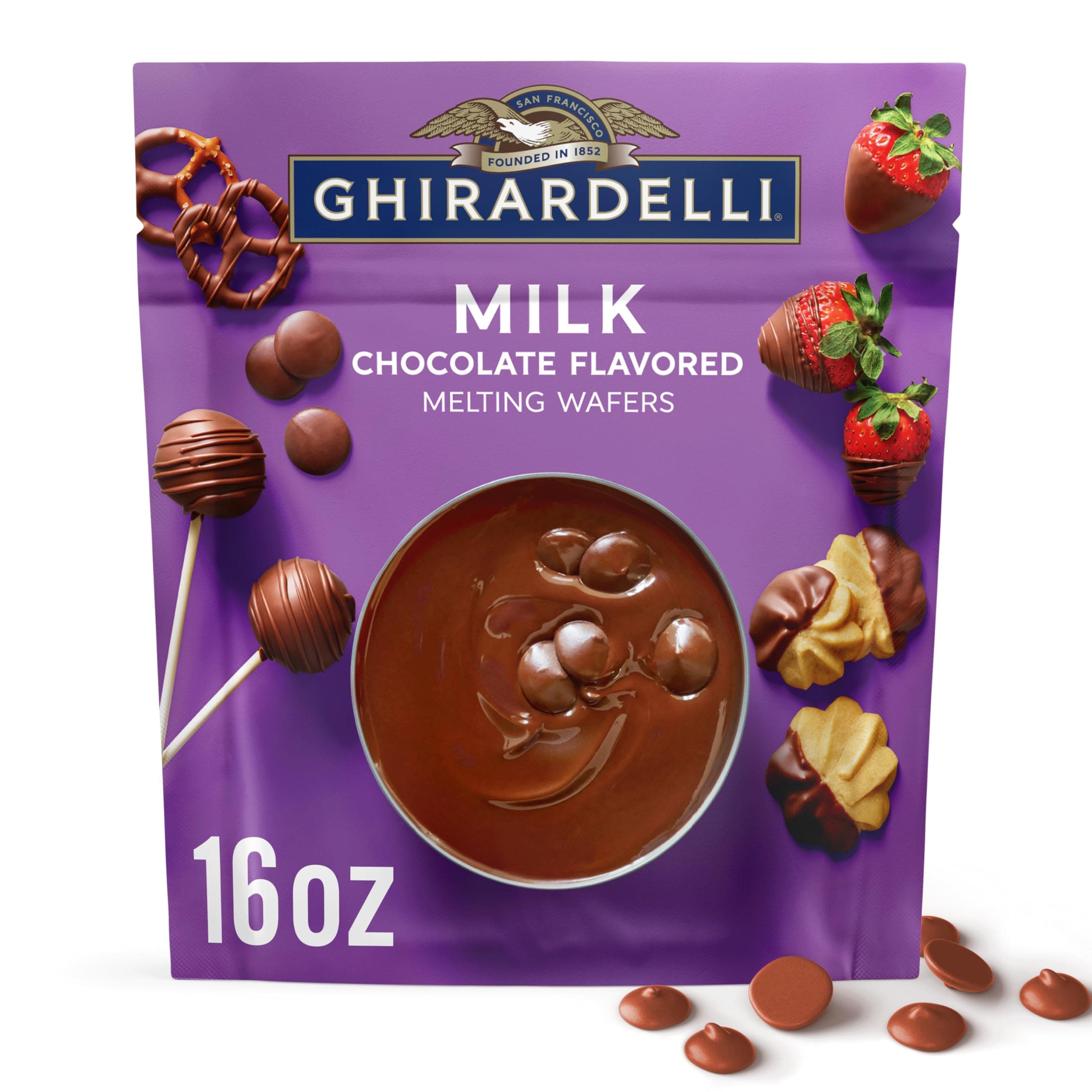 GHIRARDELLI Milk Chocolate Flavored Melting Wafers, 16 oz Bag – Easy Melt Candy Coating for Baking, Dipping and Dessert Decorating thumbnail 2