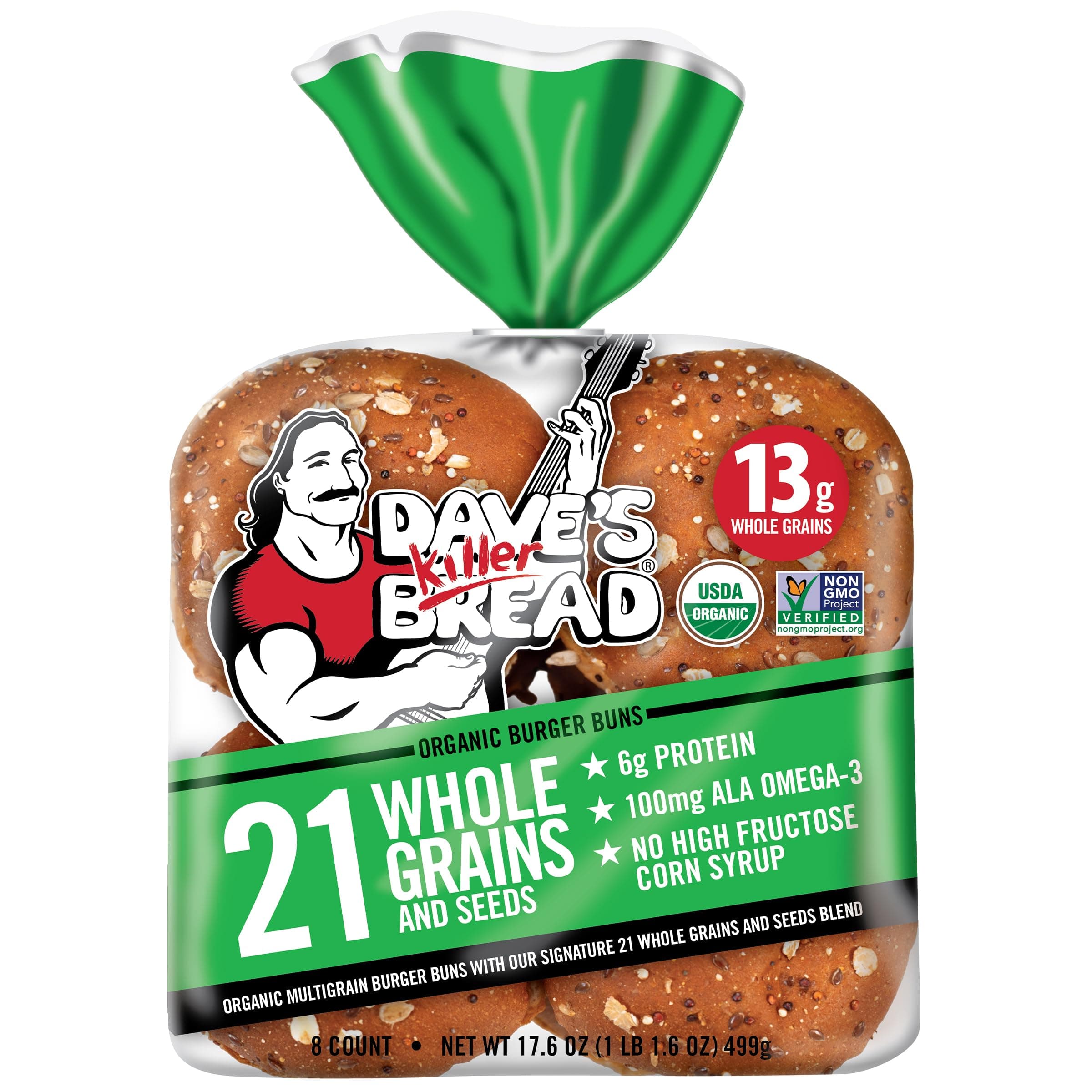 Dave's Killer Bread 21 Whole Grains & Seeds Burger Buns, Organic Hamburger Buns, 8 Count thumbnail 2