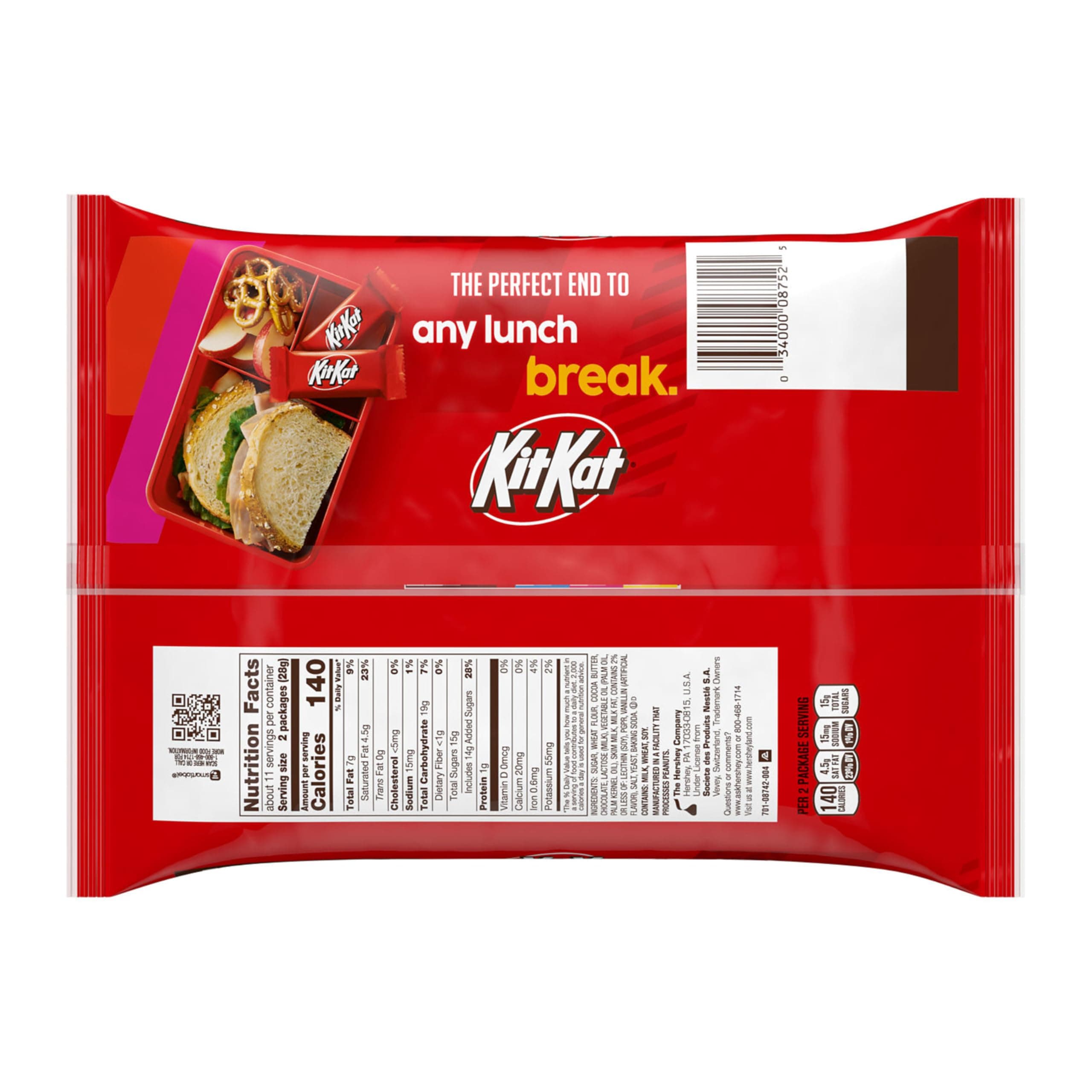 Kit Kat Milk Chocolate Wafer Snack Size, Candy Bag, 10.78 Oz thumbnail 3
