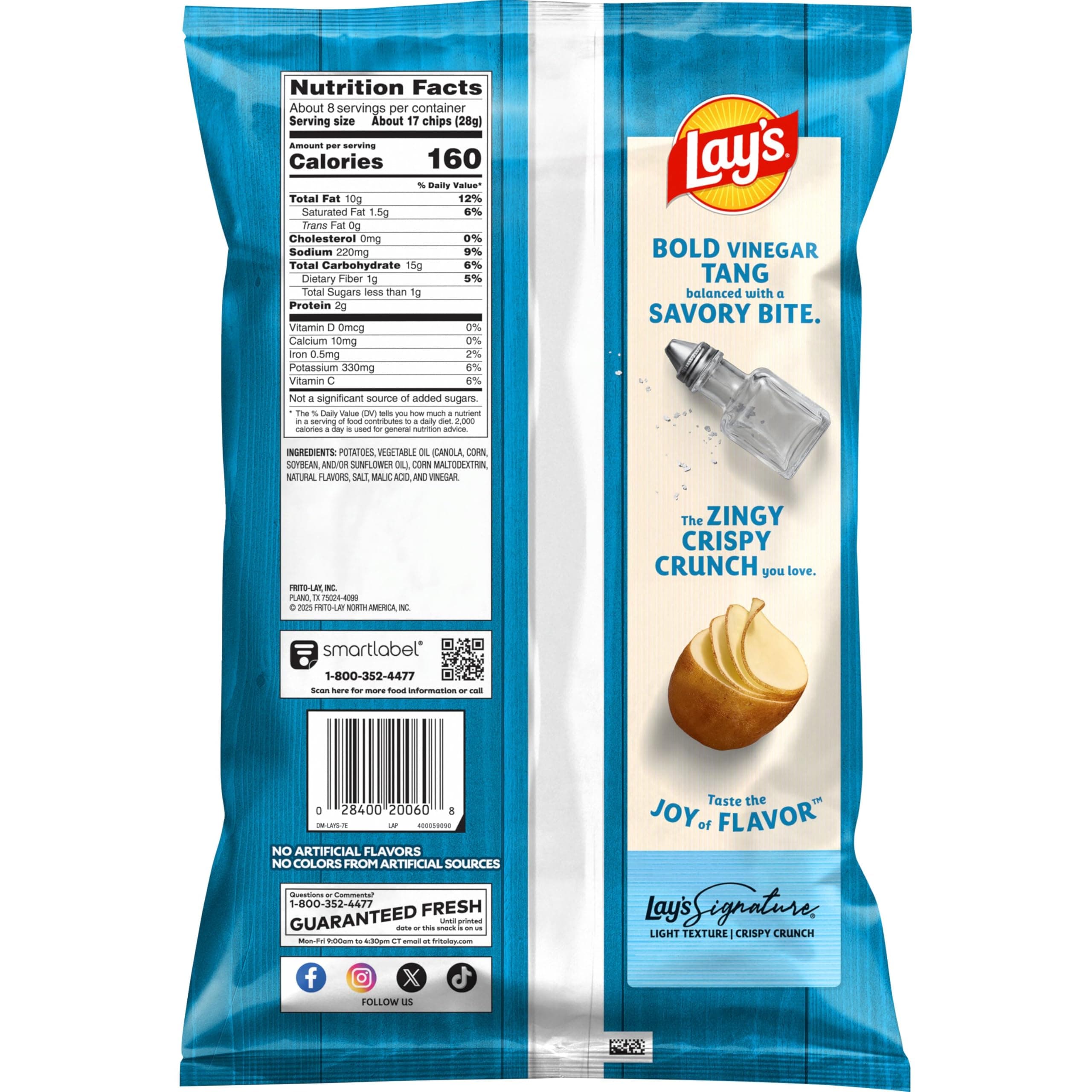 Lay's Potato Chips, Salt & Vinegar, 7.75 Oz thumbnail 3