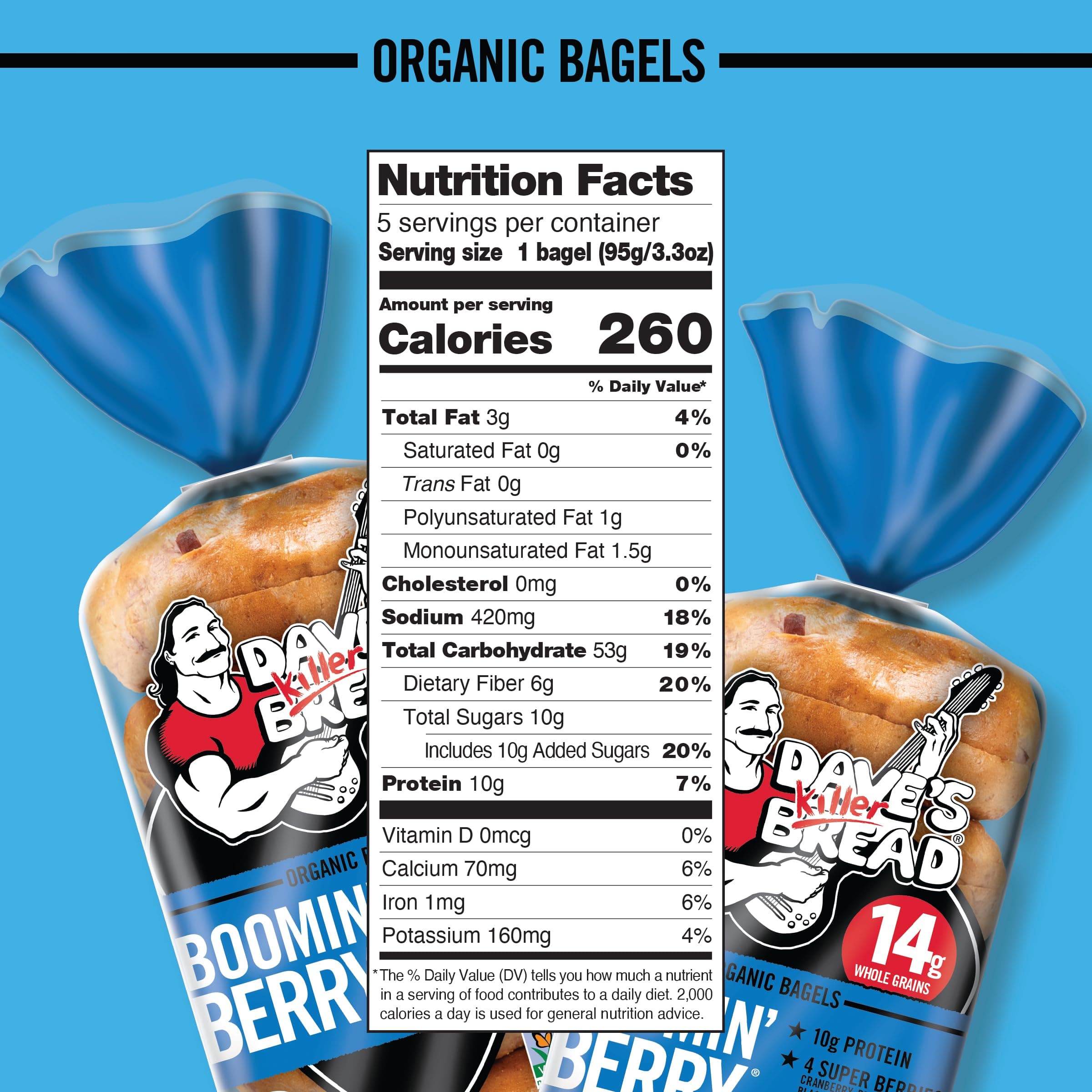Dave’s Killer Bread® Boomin’ Berry® Bagels, Cranberry, Blueberry, Blackberry and Acai Bagels, 5 Count thumbnail 3