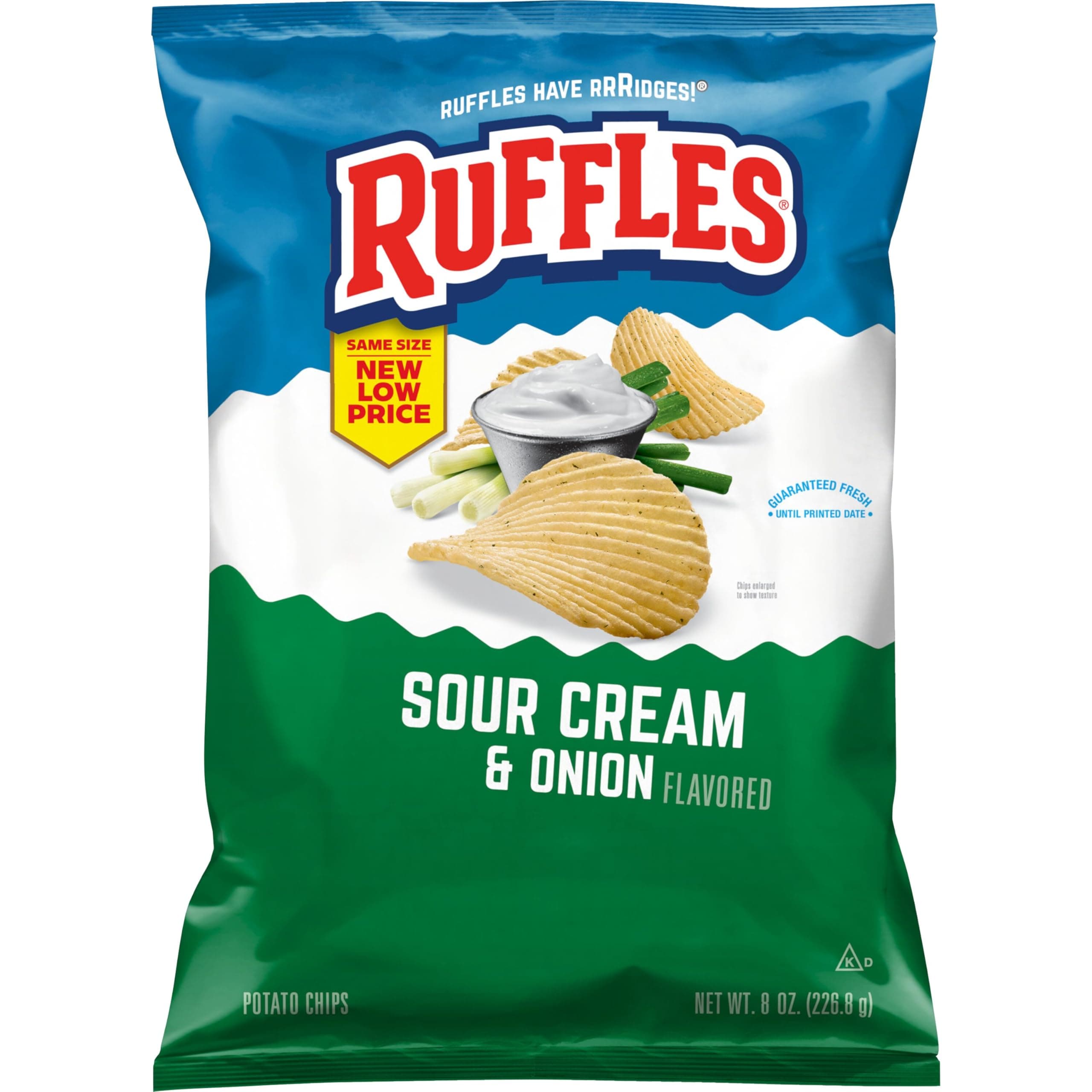 Ruffles Potato Chips, Sour Cream & Onion, 8oz Bag thumbnail 2