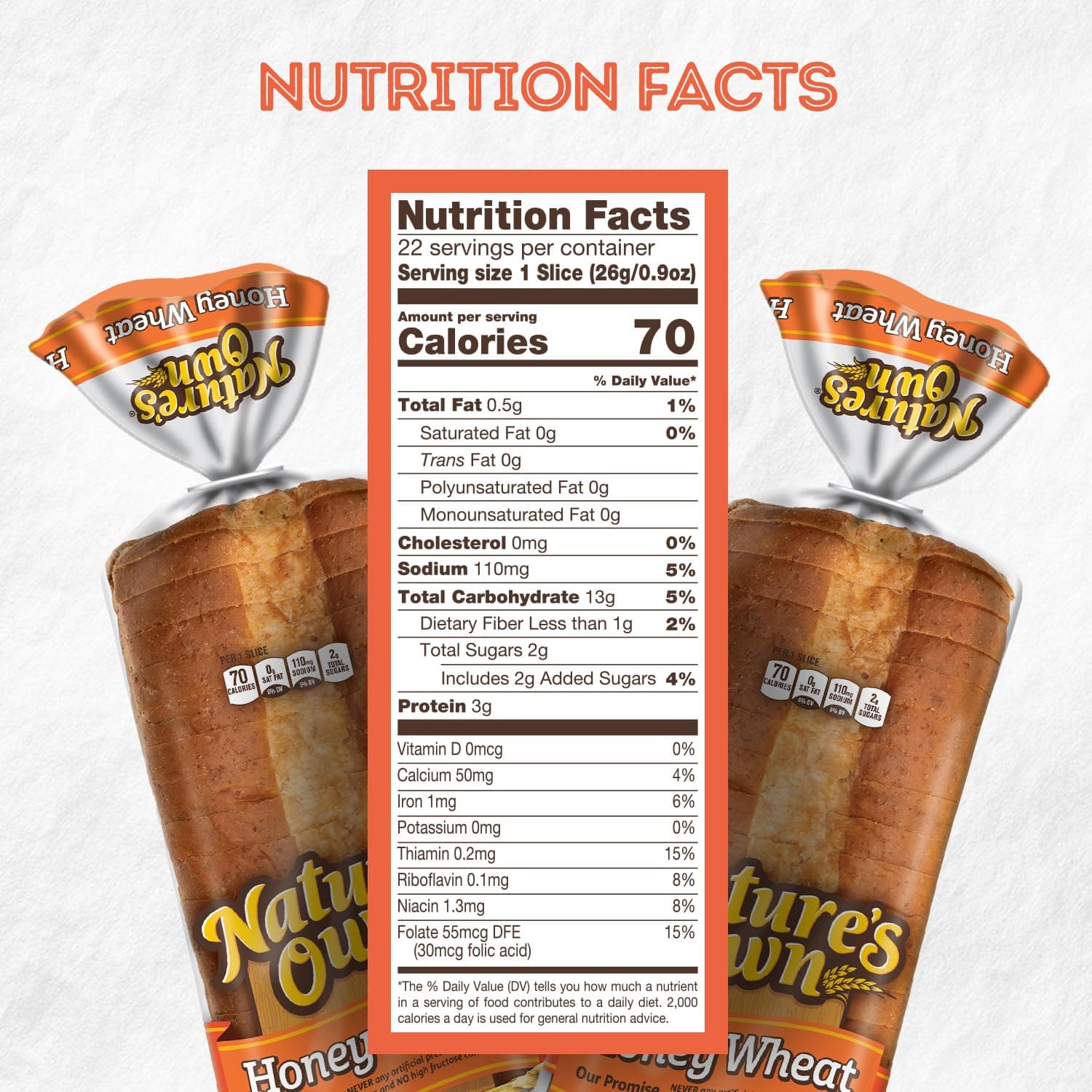 Nature's Own Honey Wheat, Honey Wheat Sandwich Bread, 20 oz Loaf thumbnail 2