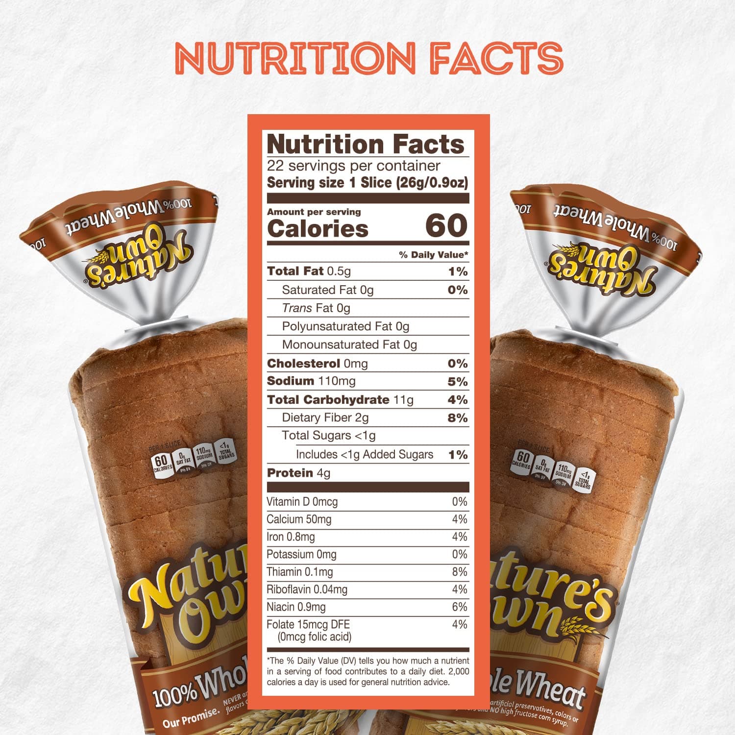 Nature's Own 100% Whole Wheat, Whole Wheat Bread, 20 oz Loaf thumbnail 2