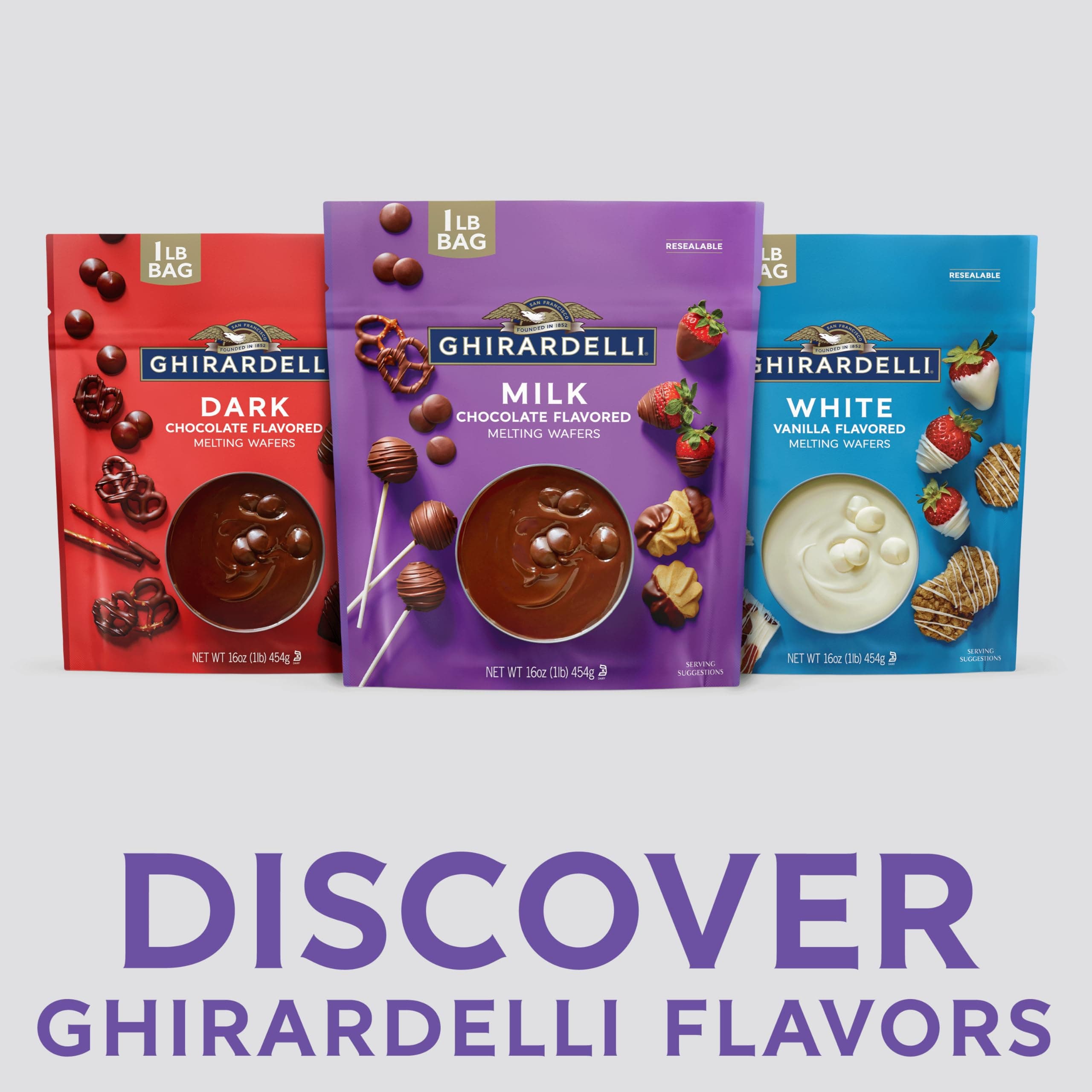 GHIRARDELLI Milk Chocolate Flavored Melting Wafers, 16 oz Bag – Easy Melt Candy Coating for Baking, Dipping and Dessert Decorating thumbnail 5
