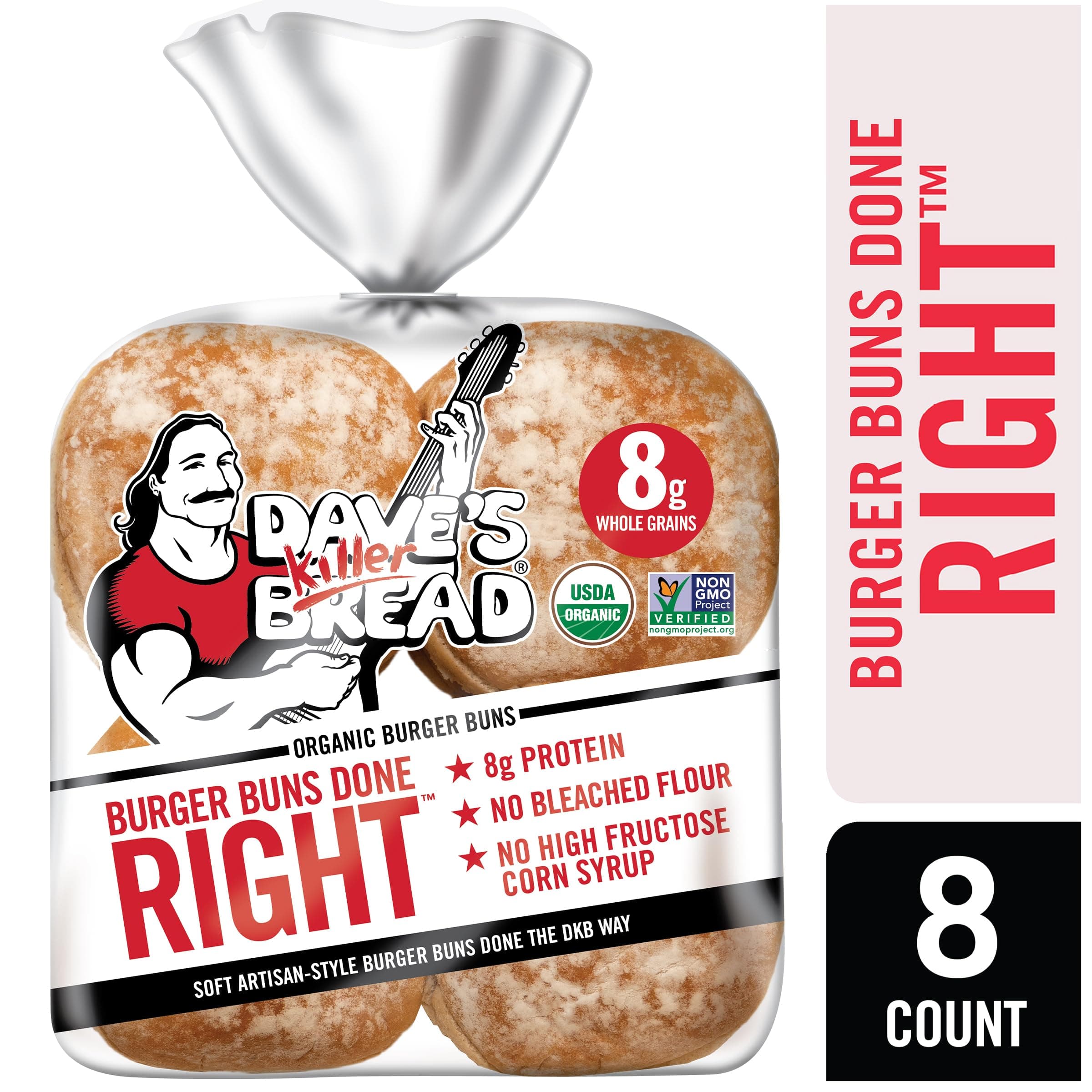 Dave's Killer Bread Burger Buns Done Right, Organic White Bread Hamburger Buns, 8 Count thumbnail 5