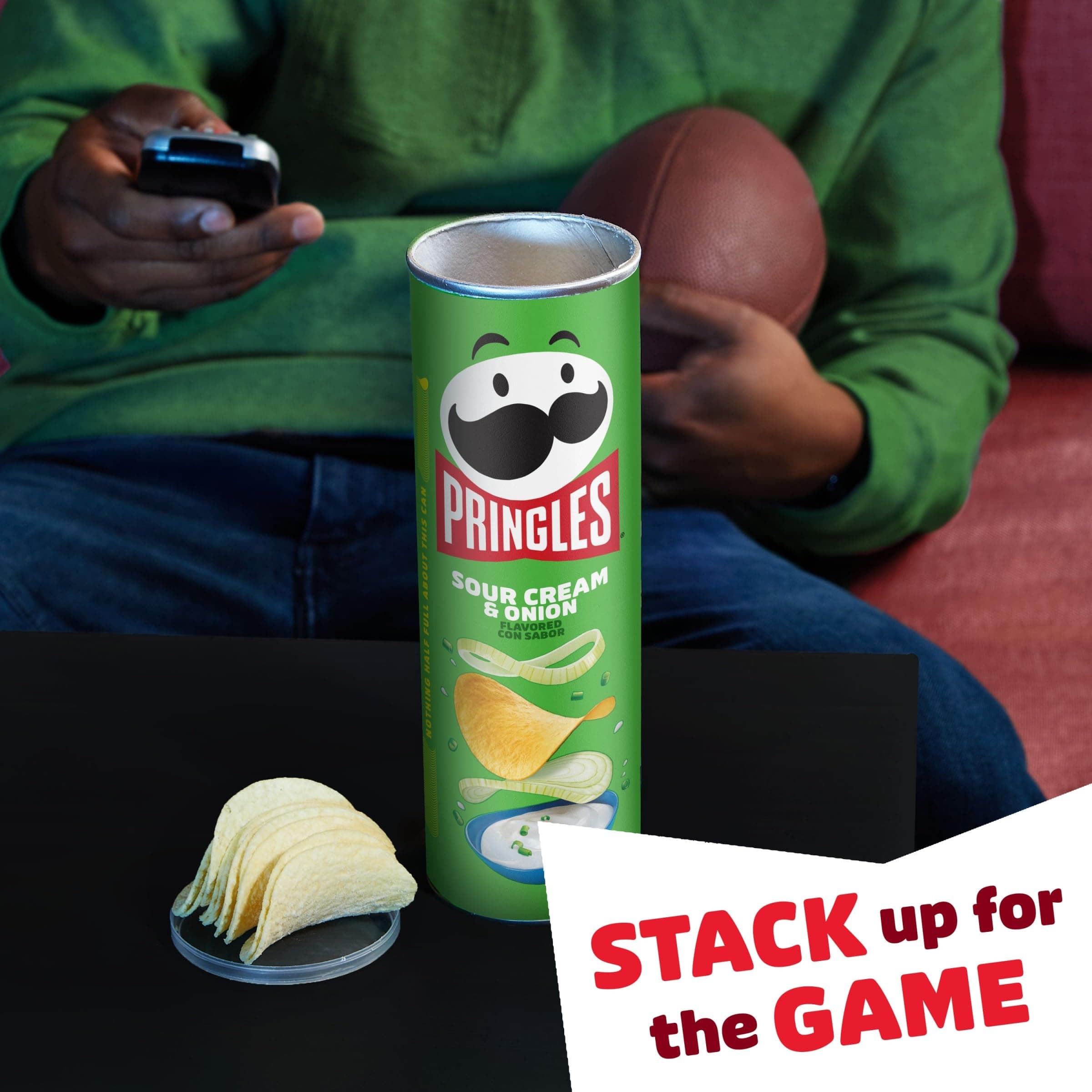 Pringles Potato Crisps Chips, Lunch Snacks, On-The-Go Snacks, Sour Cream and Onion, 5.5oz Can (1 Can) thumbnail 6