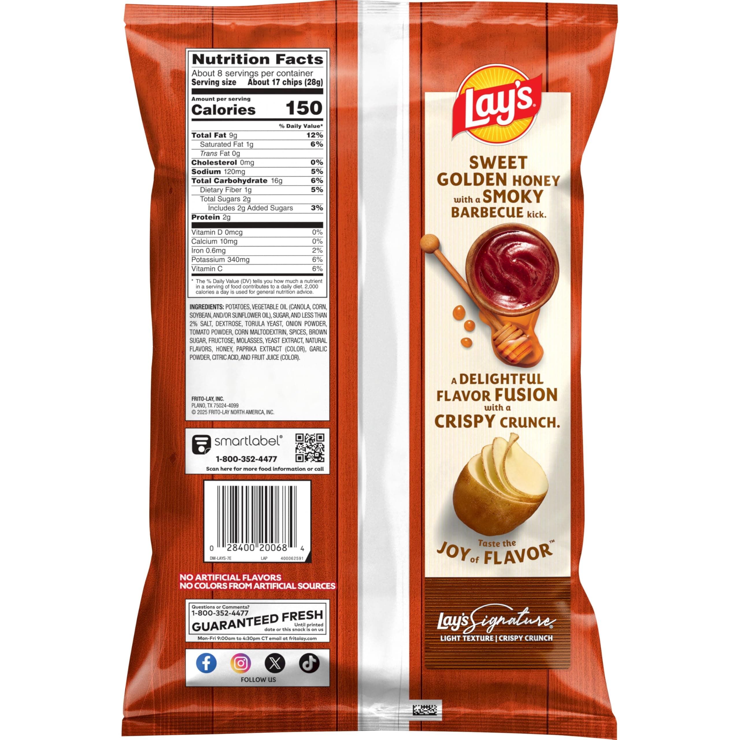 Lay's Potato Chips, Honey Barbecue Flavored Snacks, 7.75oz Bag thumbnail 3