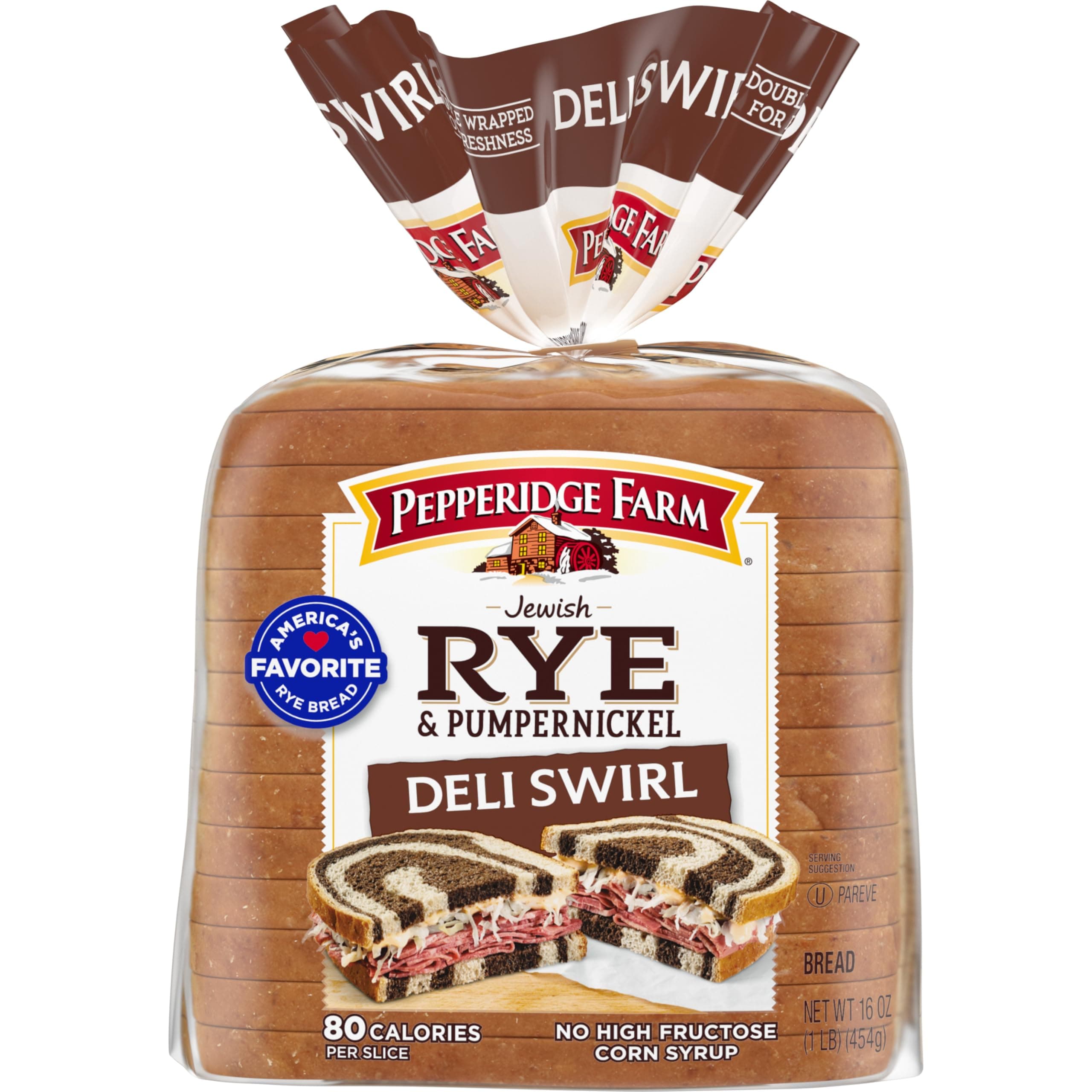 Pepperidge Farm Jewish Rye & Pumpernickel Deli Swirl Bread, 16 Ounce Bag thumbnail 2