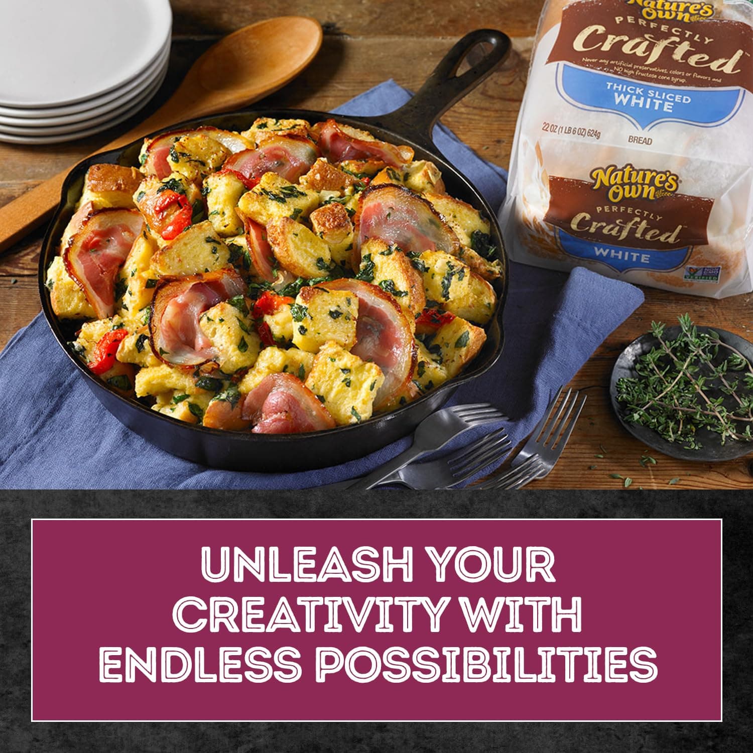 Nature's Own Perfectly Crafted White Bread, Thick Sliced Non-GMO Sandwich Bread, 22 oz Loaf thumbnail 5