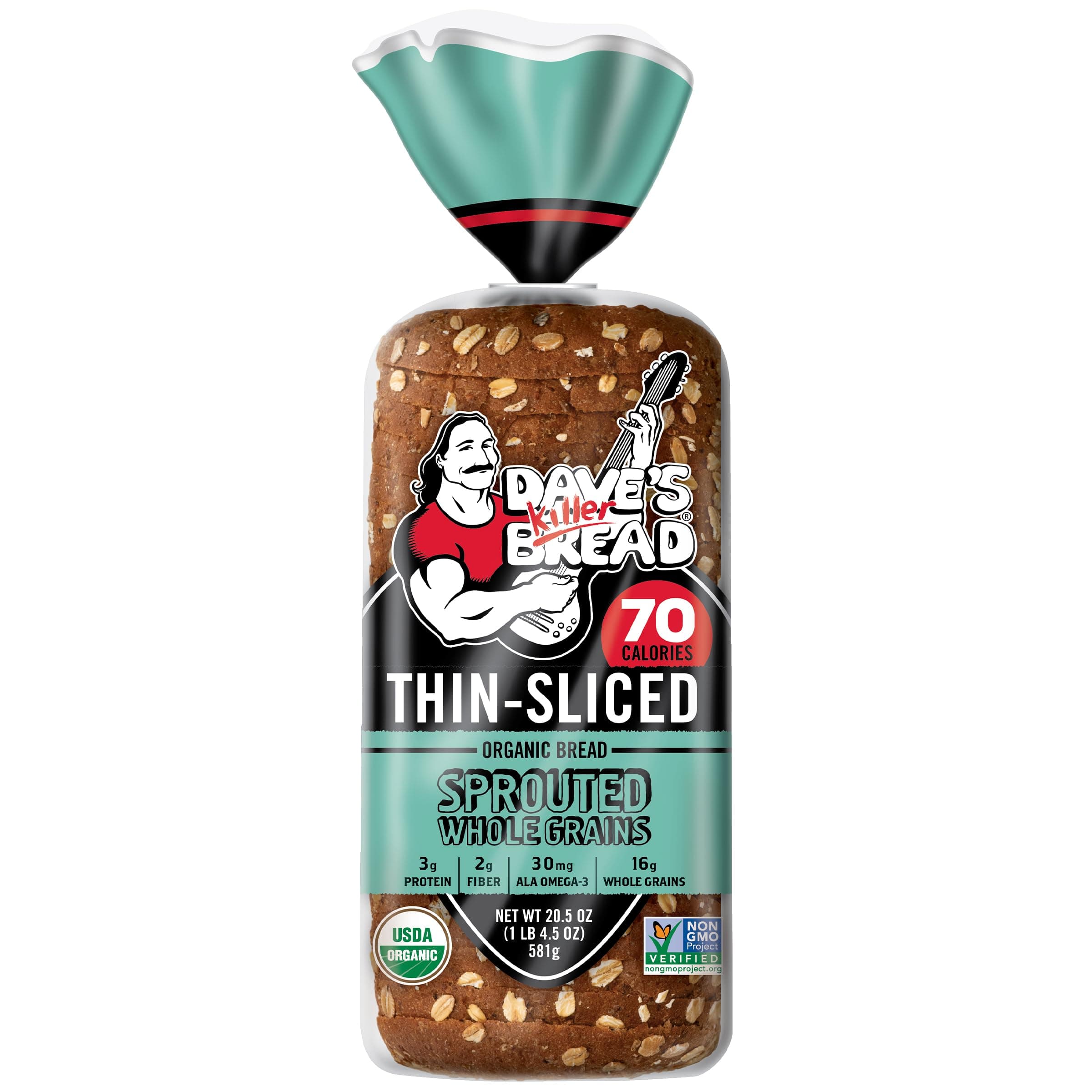 Dave's Killer Bread Sprouted Whole Grains Thin-Sliced, Whole Grain Organic Bread, 20.5 oz Loaf thumbnail 2