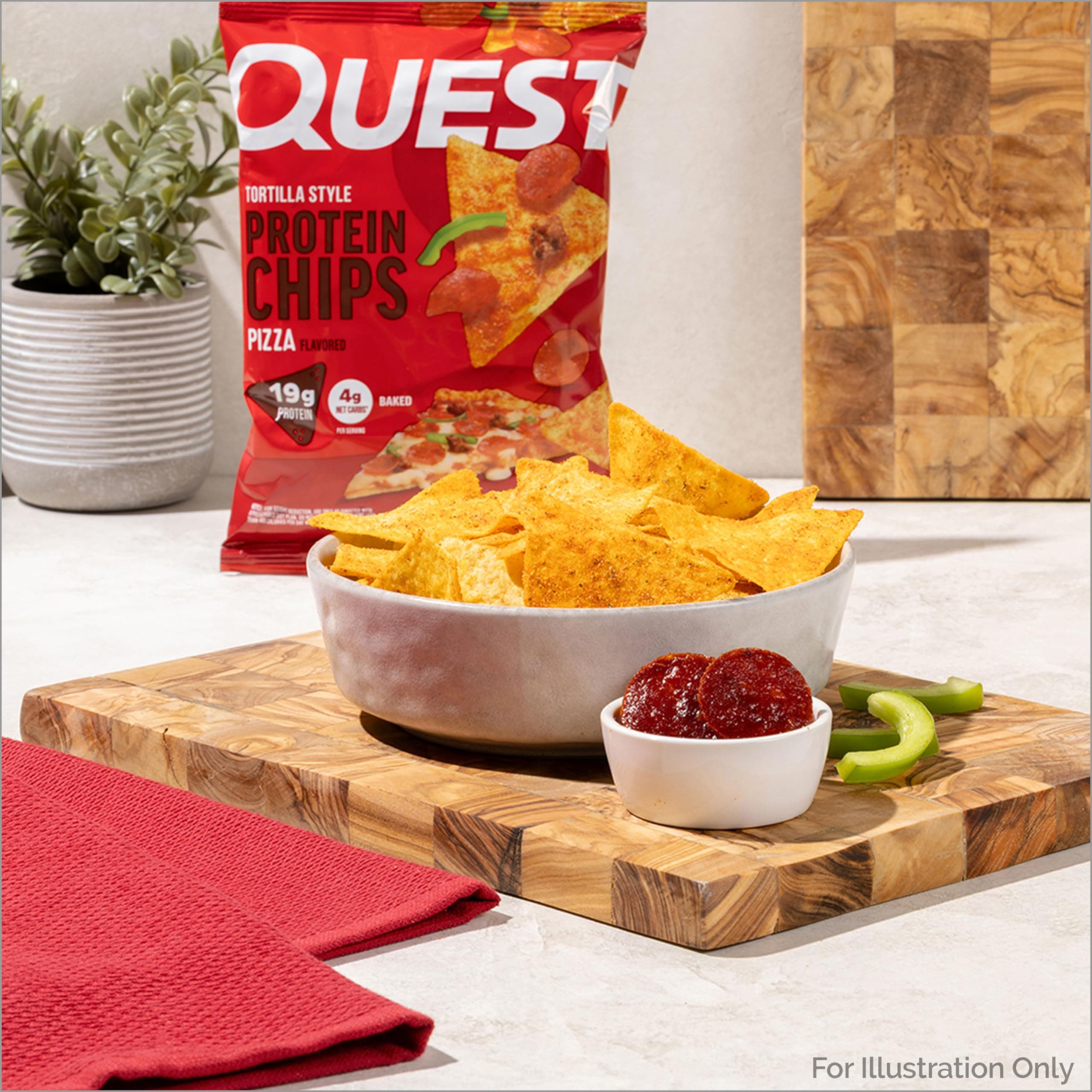 Quest Nutrition Pizza Tortilla Style Protein Chips, 19g Protein, 4g Net Carbs, High Protein Snack, Low Carb, Gluten Free, 1.01 oz bags, 12 Count thumbnail 4