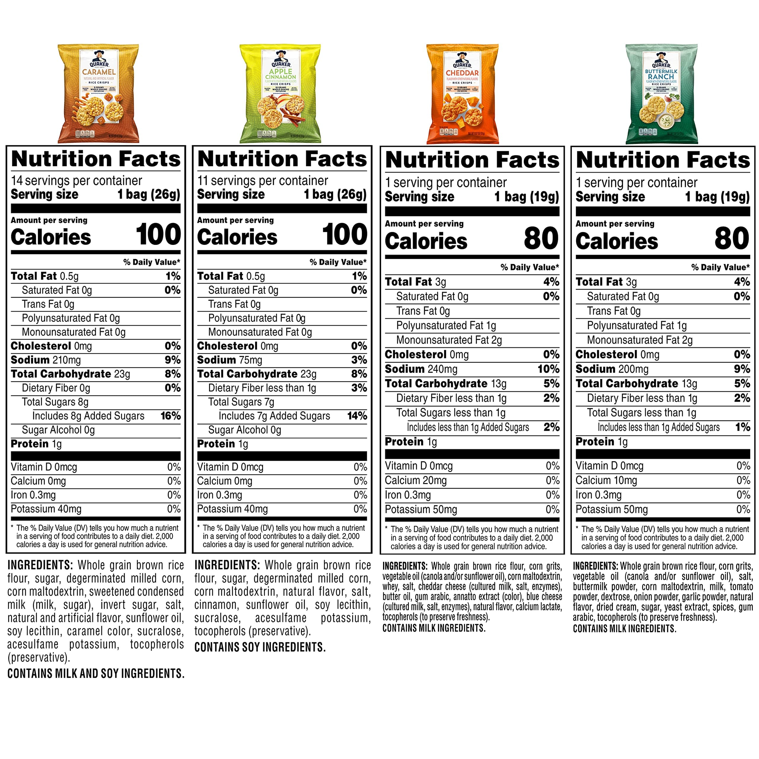 Quaker Rice Crisps, Gluten Free, 4 Flavor Sweet and Savory Variety Mix, Single Serve, 30 count thumbnail 2