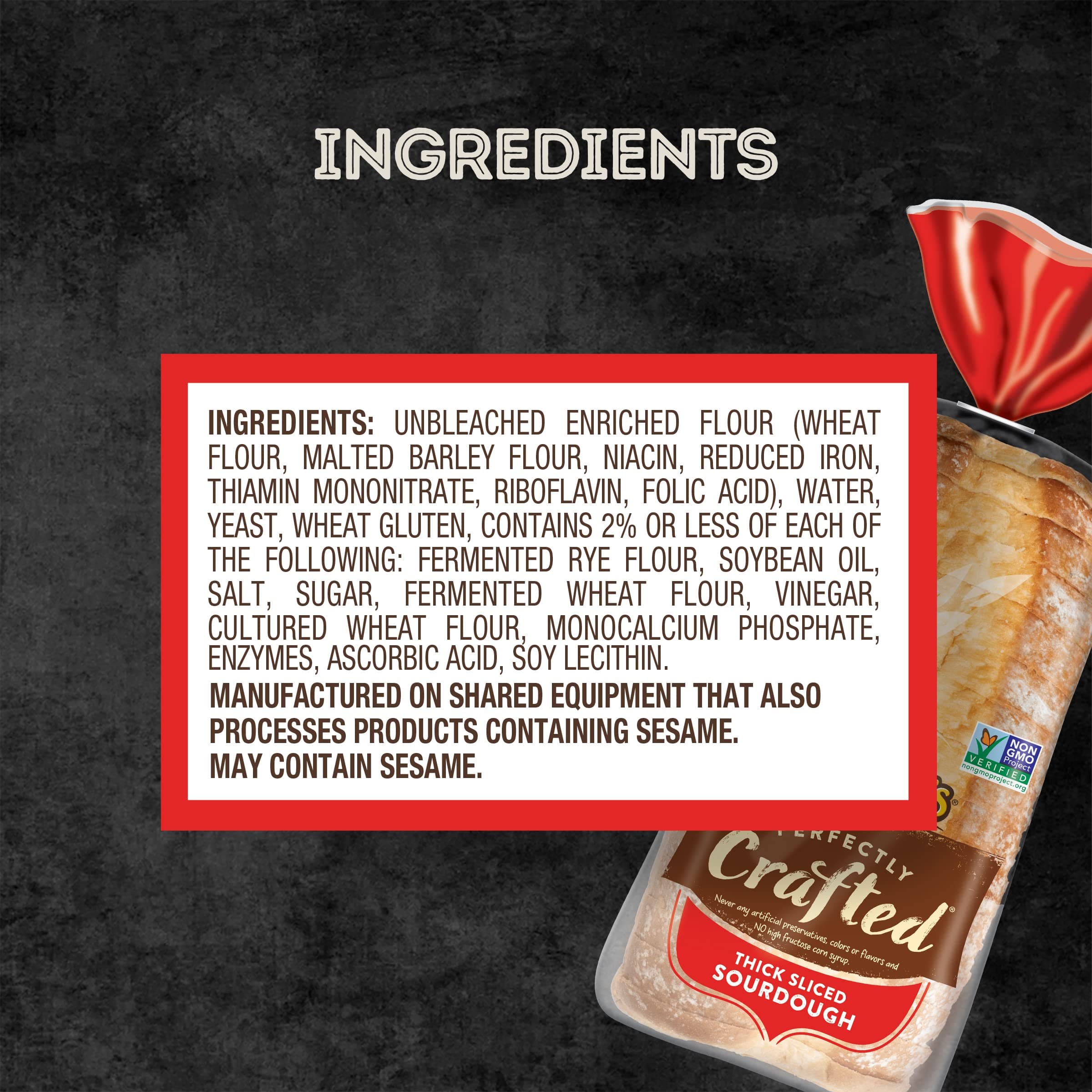 Nature's Own Perfectly Crafted Sourdough Bread, Thick Sliced Non-GMO Sourdough Bread, 22 oz Loaf thumbnail 3