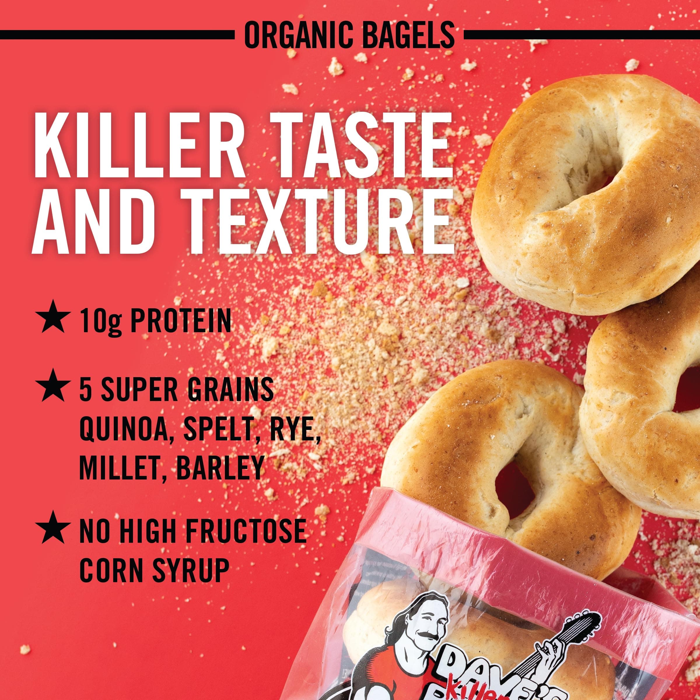 Dave's Killer Bread Plain Awesome Bagels, Organic Bagels, 15g Whole Grains per Bagel, 5 Count thumbnail 4