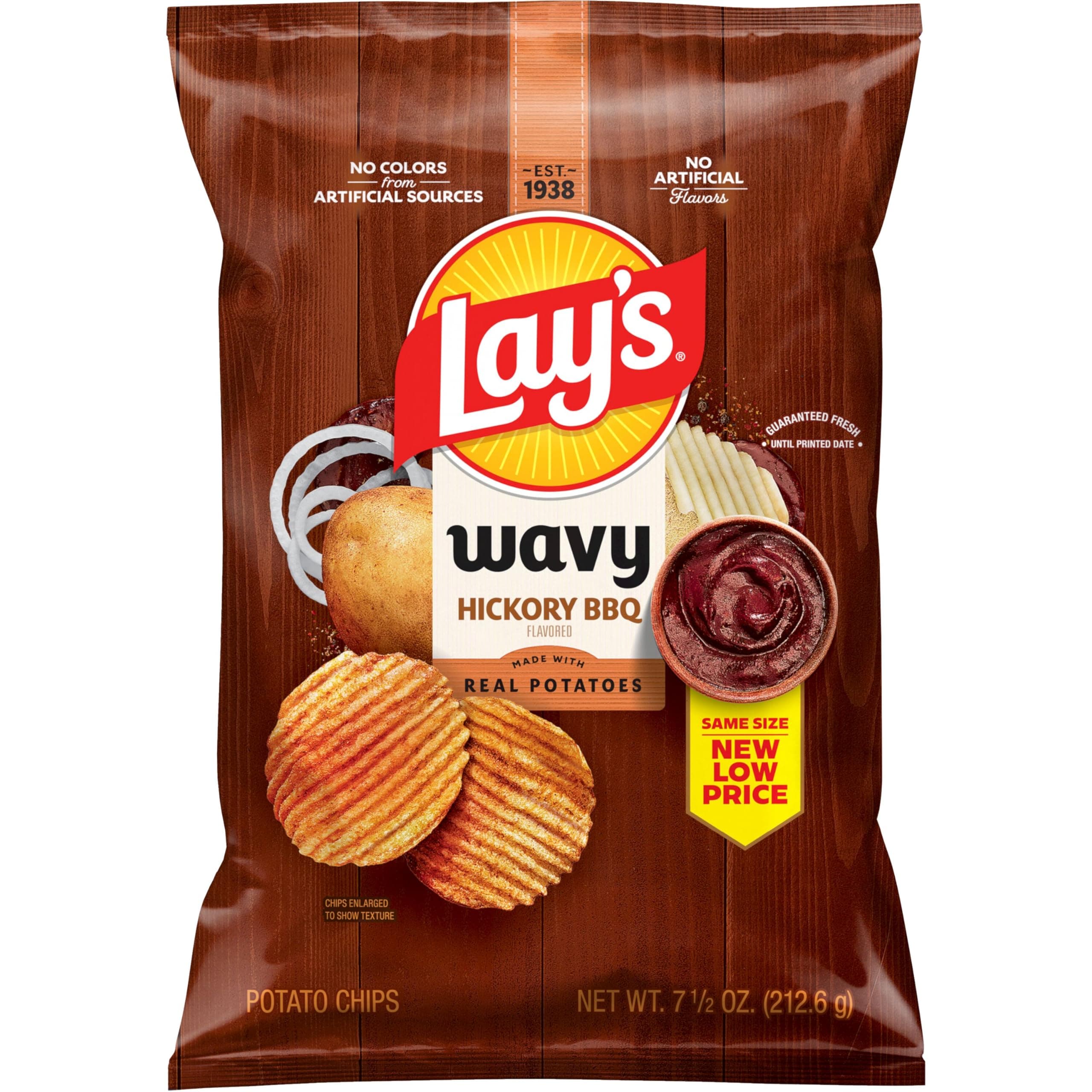 Lay's Wavy Potato Chips Barbecue Flavor Hickory BBQ, 7.5 Oz thumbnail 2
