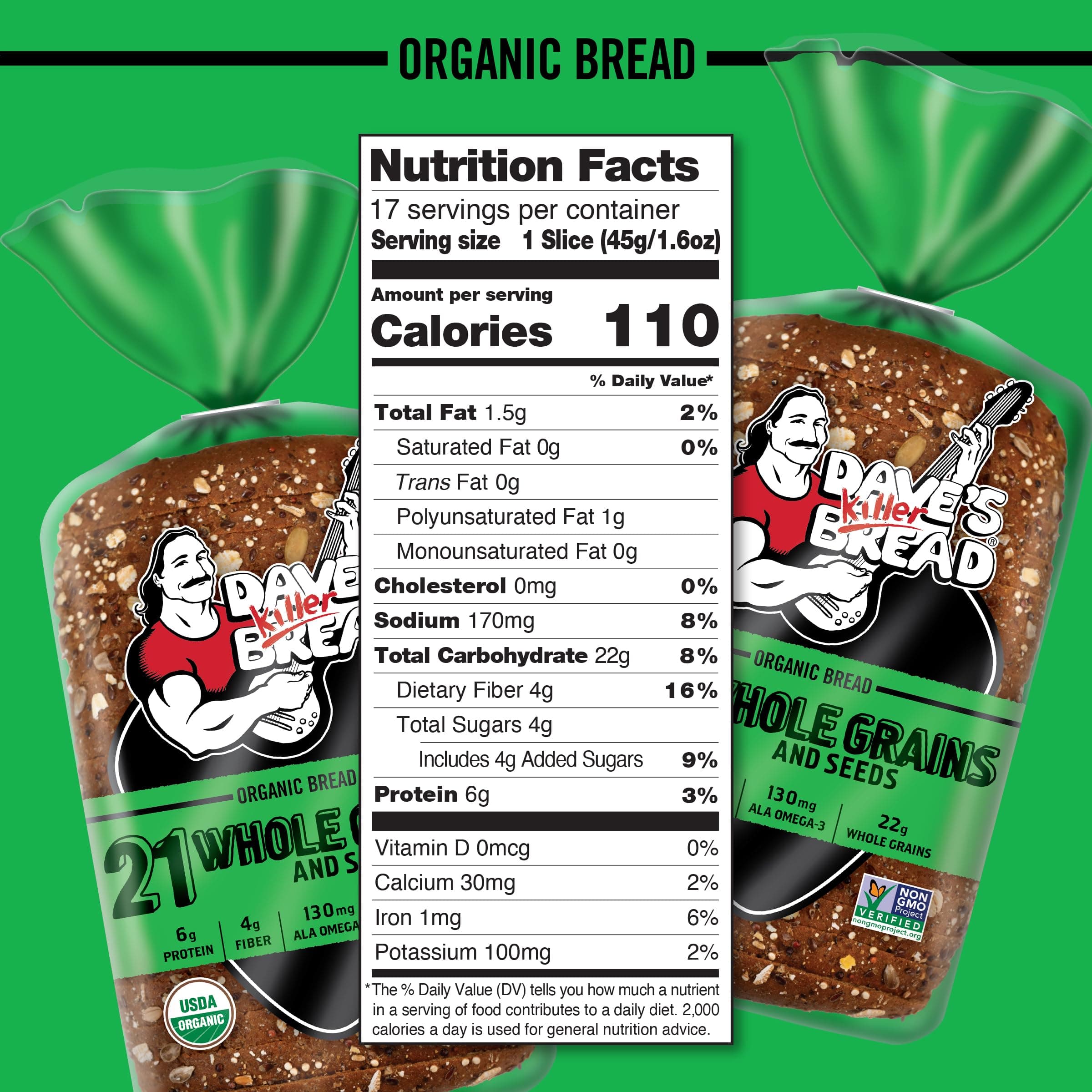Dave's Killer Bread 21 Whole Grains and Seeds, Whole Grain Organic Bread, 27 oz Loaf thumbnail 3