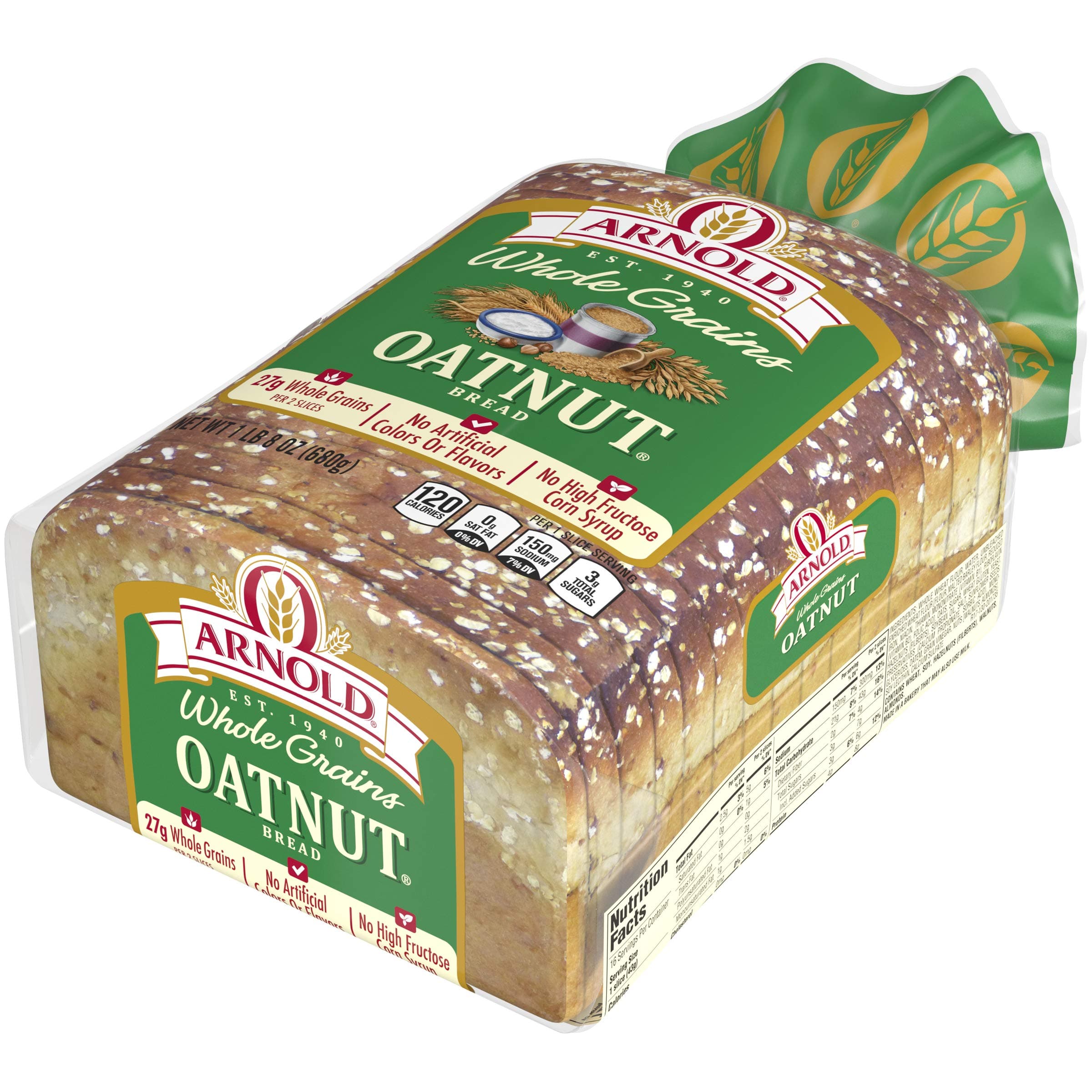 Arnold Whole Grains Oatnut Bread, Bread Free From Artificial Colors, Flavors and Preservatives, 24 oz Loaf thumbnail 13