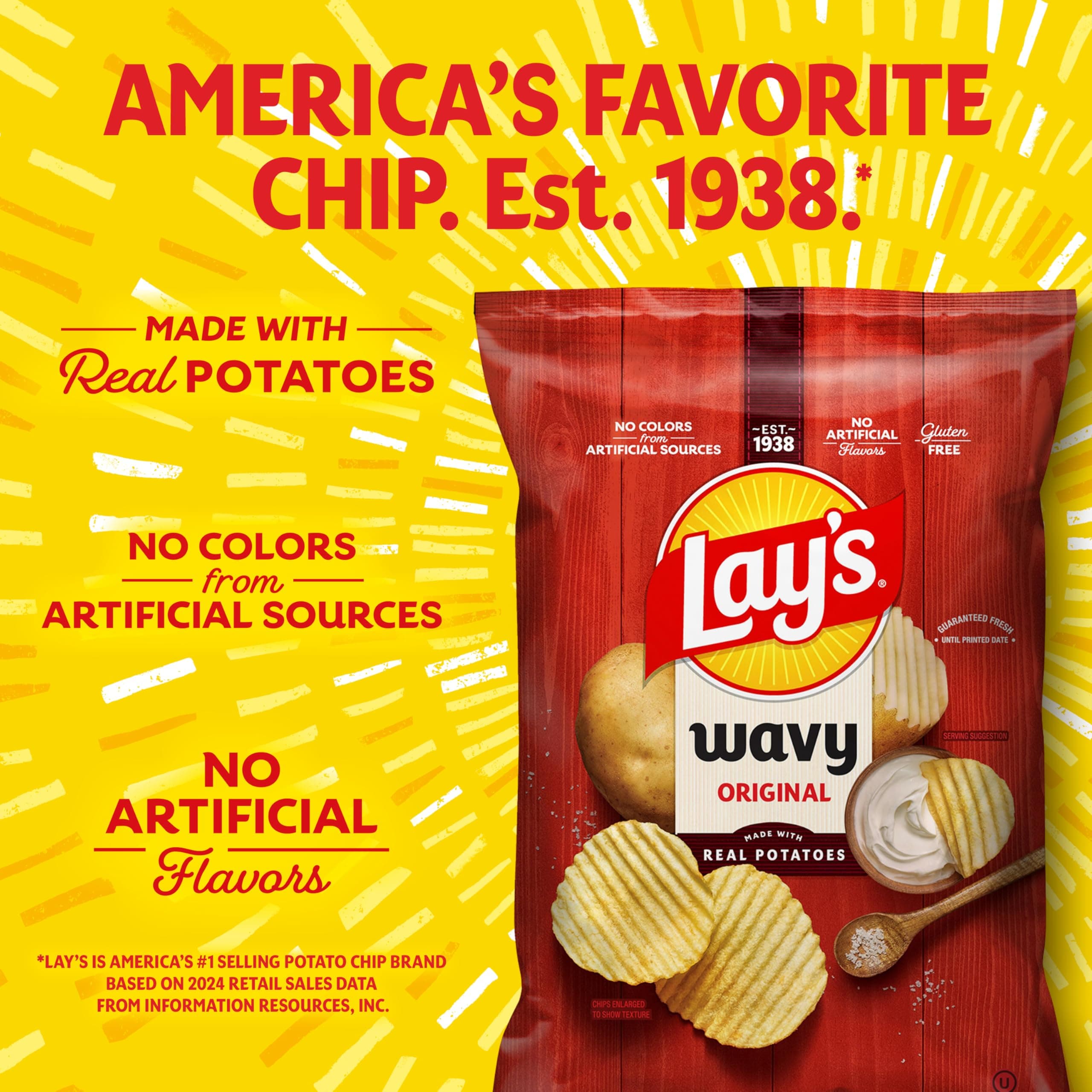 Lay's Wavy Potato Chips Original Flavor, 7.75 Oz thumbnail 6