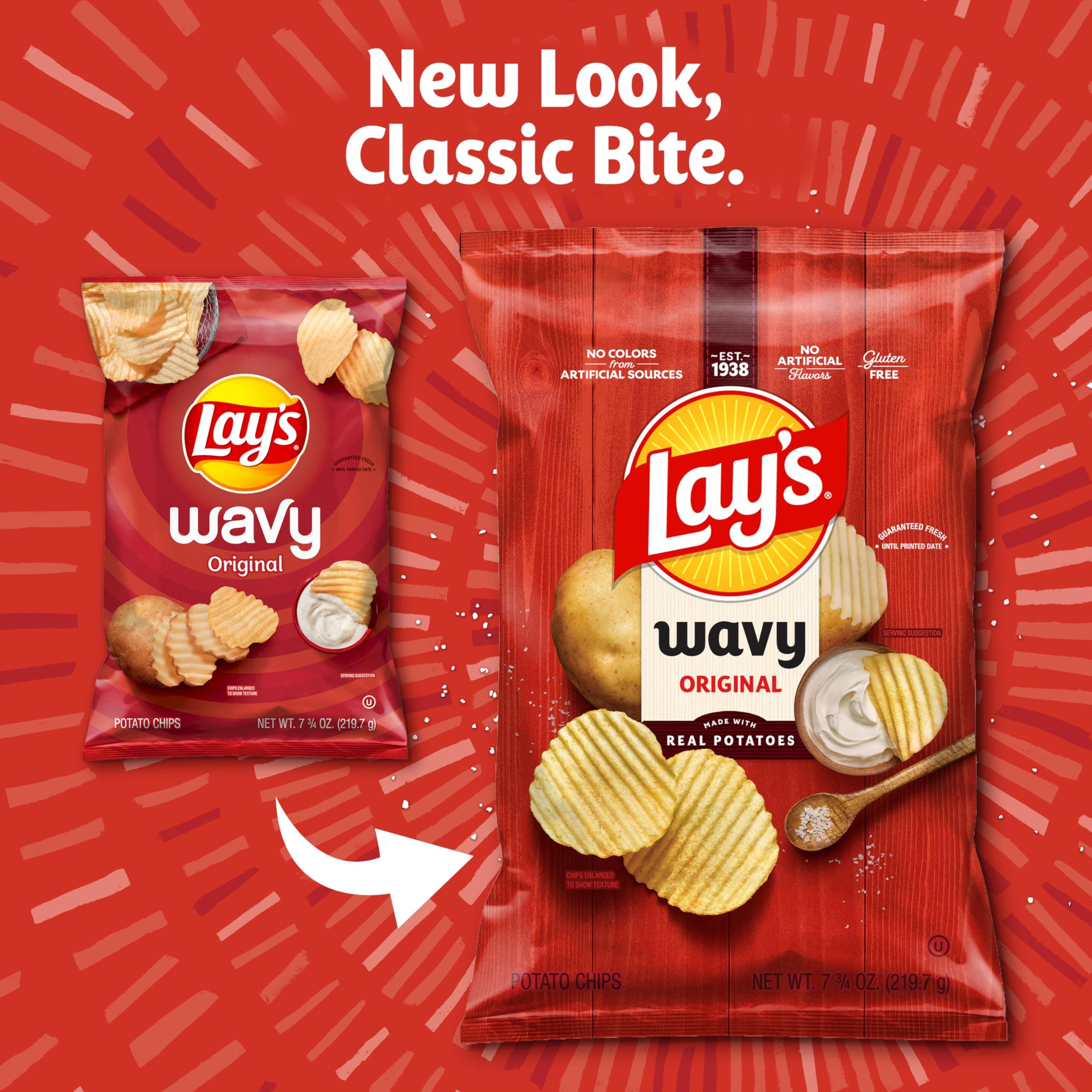 Lay's Wavy Potato Chips Original Flavor, 7.75 Oz thumbnail 5