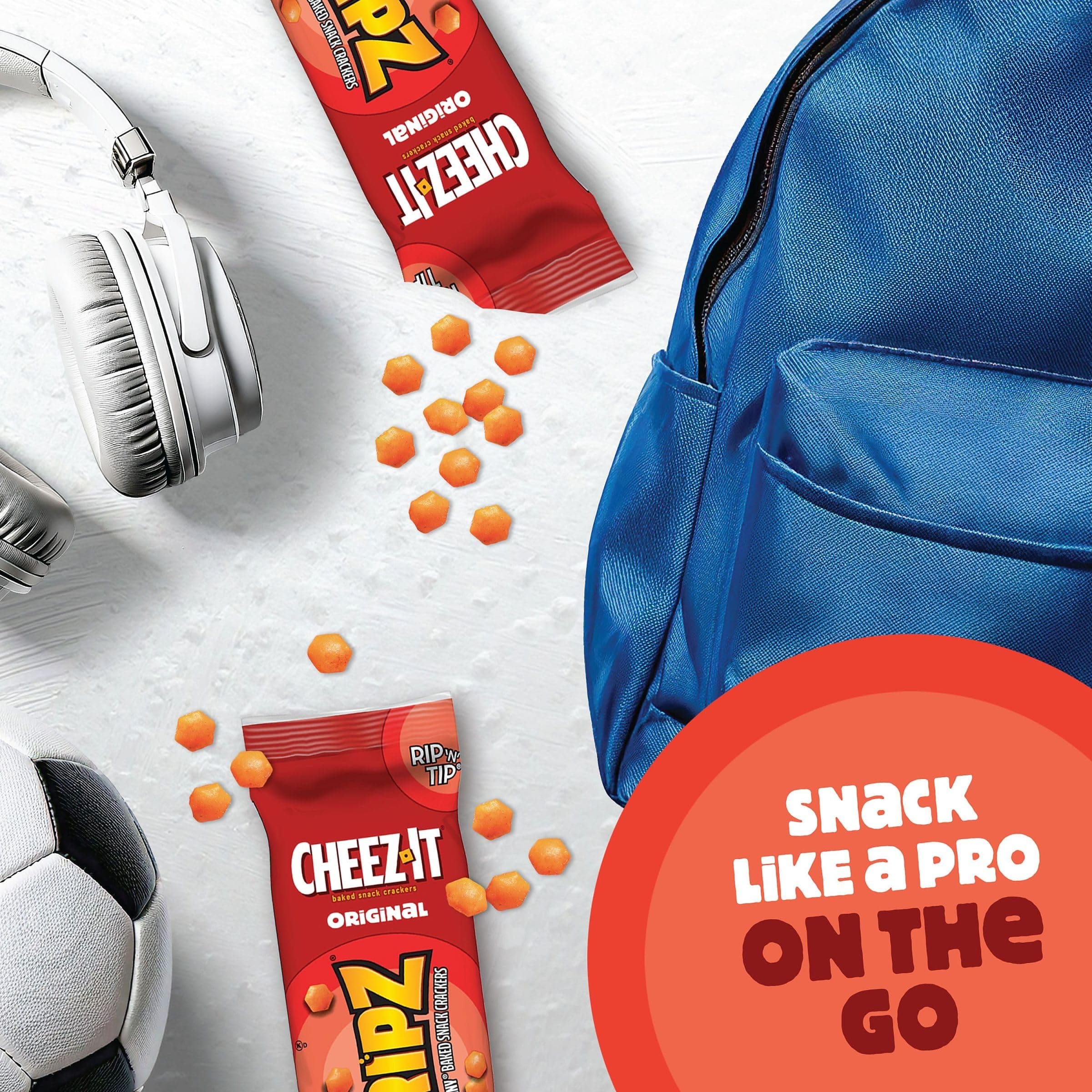 Gripz Mini Cheese Crackers, Kids Snacks, Baked Snack Crackers, Cheez-It Original, 10.8oz Box (12 Pouches) thumbnail 6