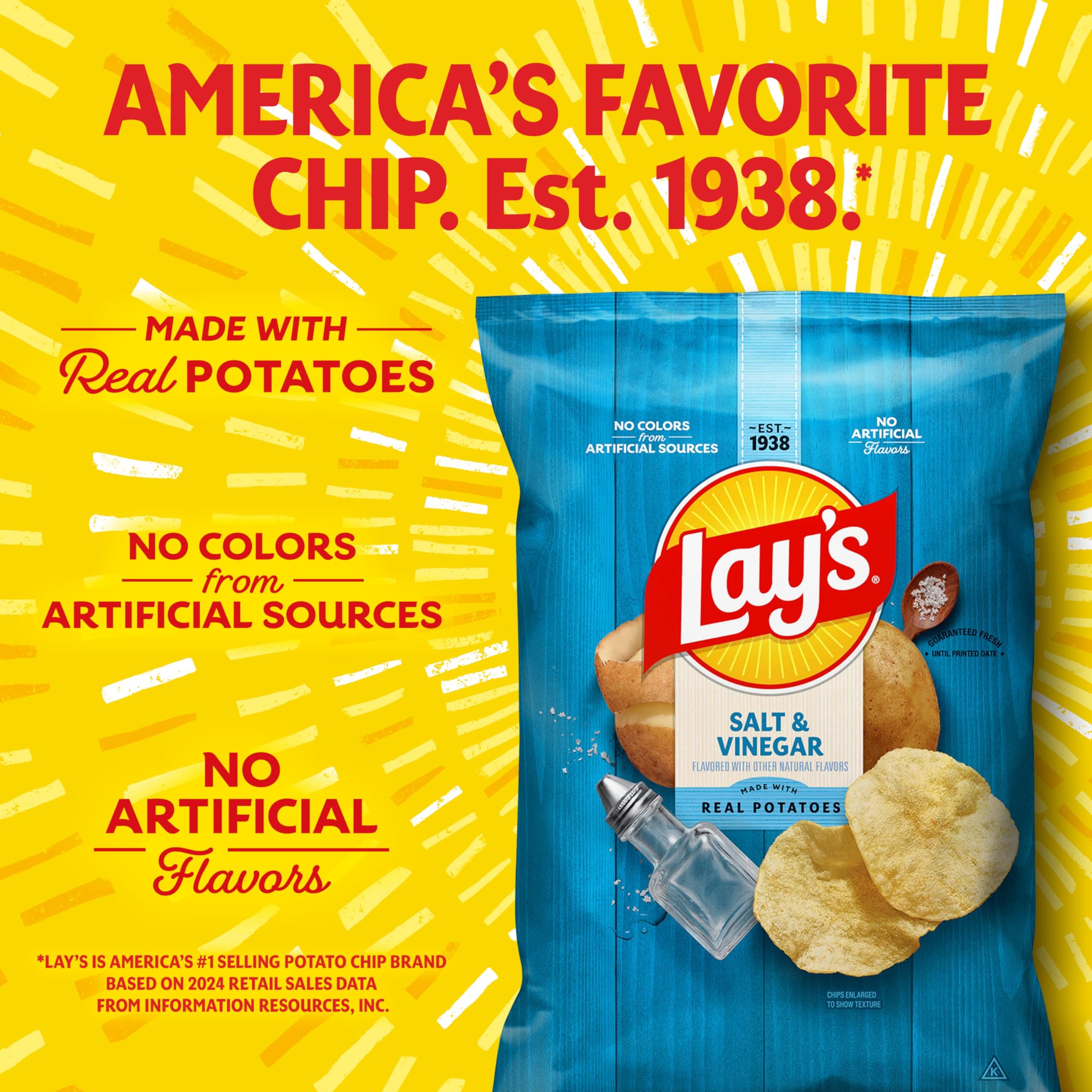 Lay's Potato Chips, Salt & Vinegar, 7.75 Oz thumbnail 6